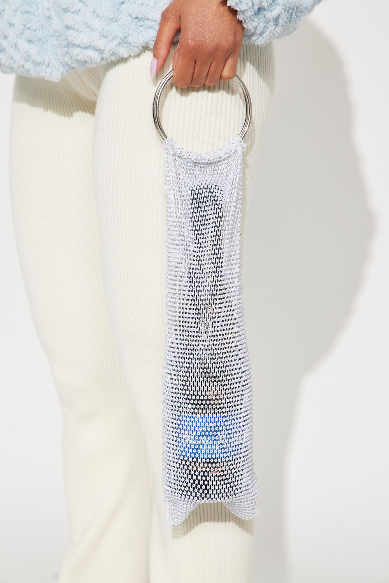 Tipsy & Twinkly Rhinestone Fabric Wine Carrier - Silver