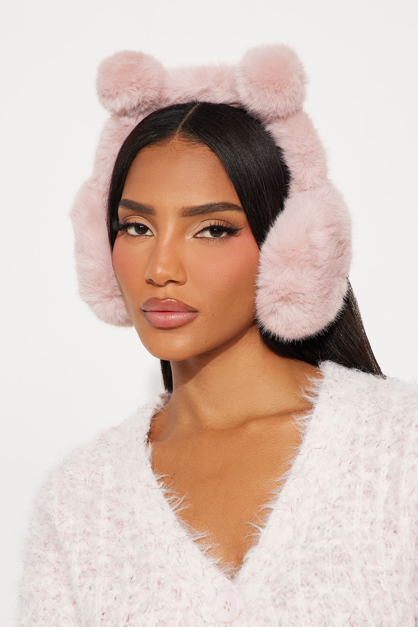 Beary Cold Faux Fur Earmuffs - Pink