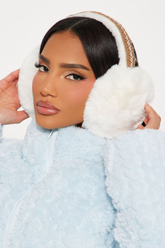 Alpine Weekend Faux Fur Earmuffs - White/combo