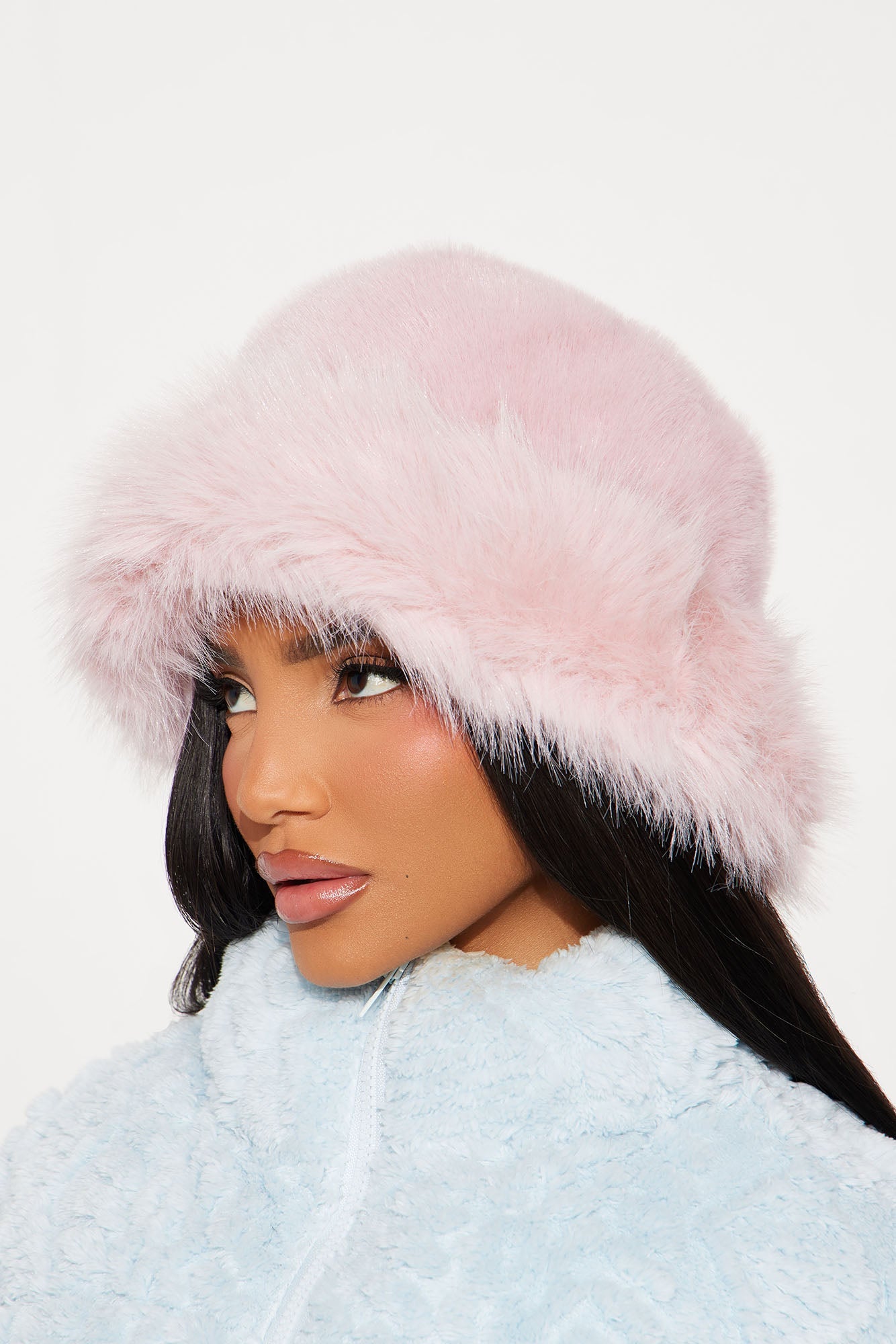 Winter Wonderland Faux Fur Bucket Hat - Pink