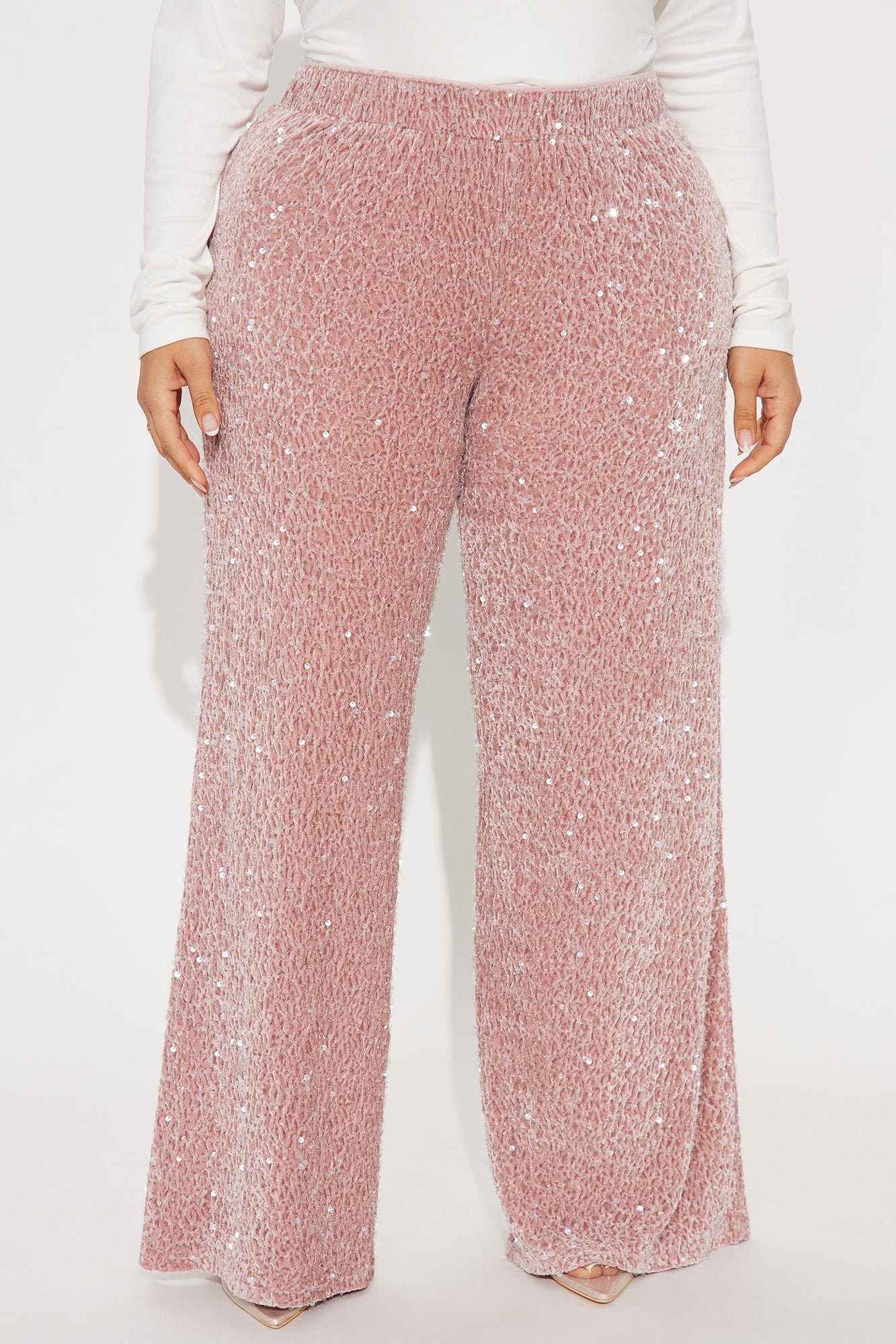 Aria Sequin Wide Leg Pant 32″ - Pink