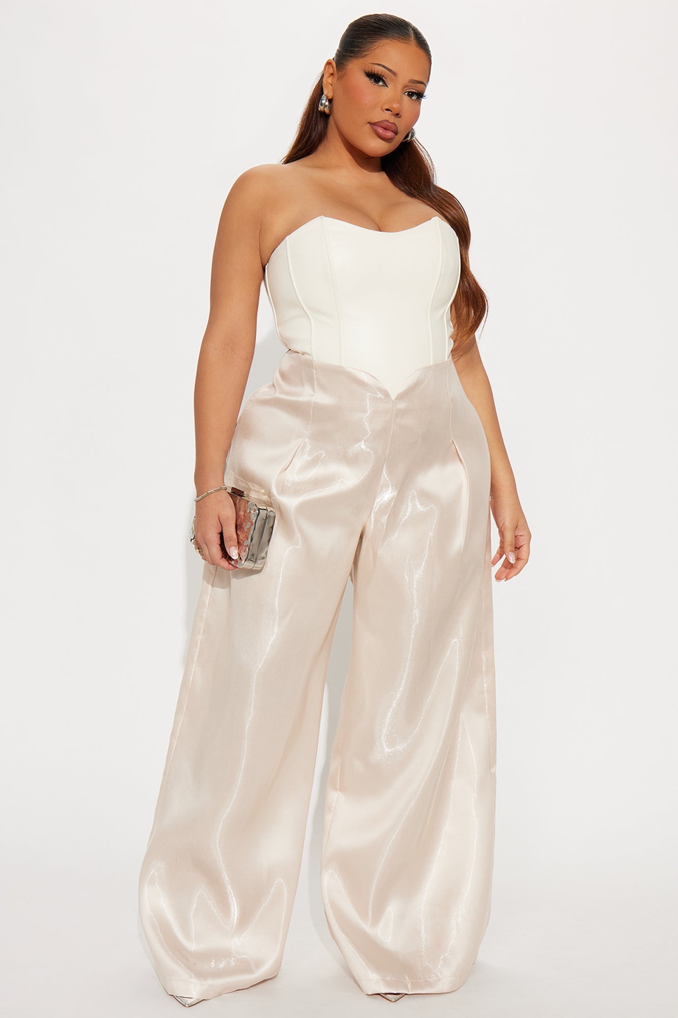 Rosey High Rise Wide Leg Pant 33″ - Champagne