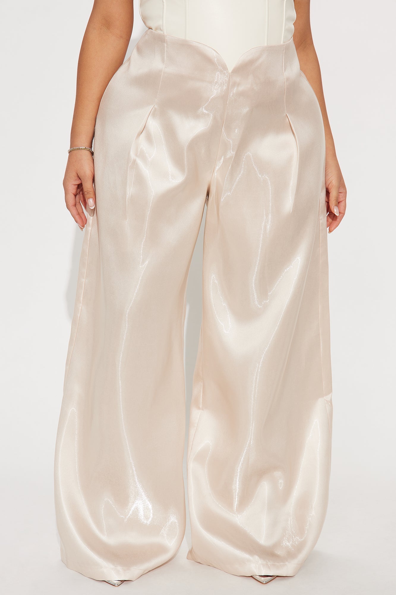 Rosey High Rise Wide Leg Pant 33″ - Champagne