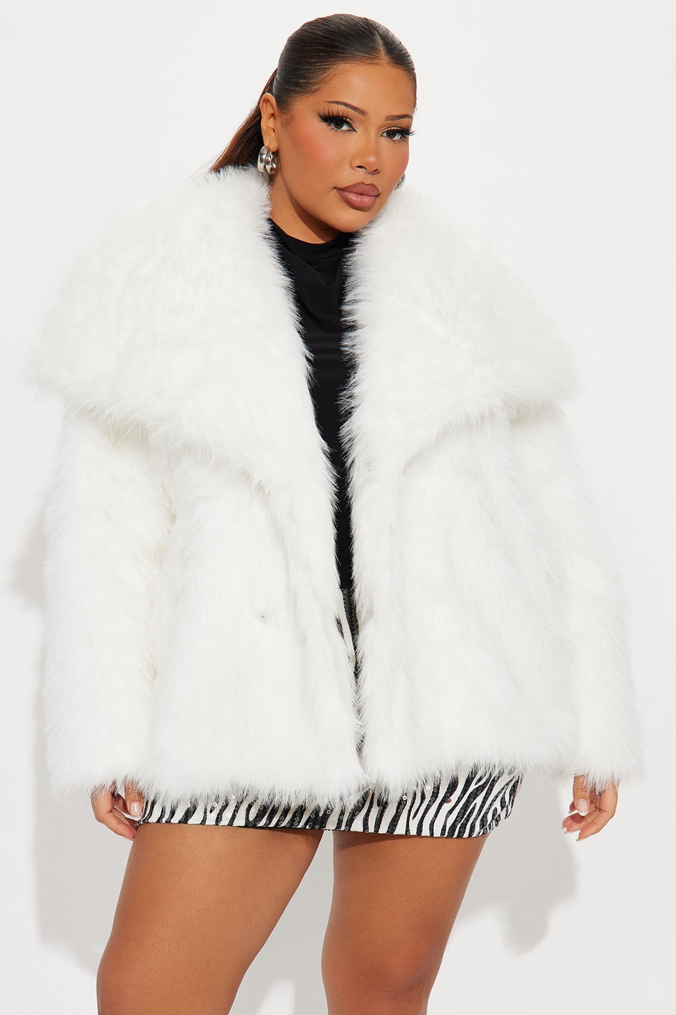 Winter Party Faux Fur Coat - Ivory