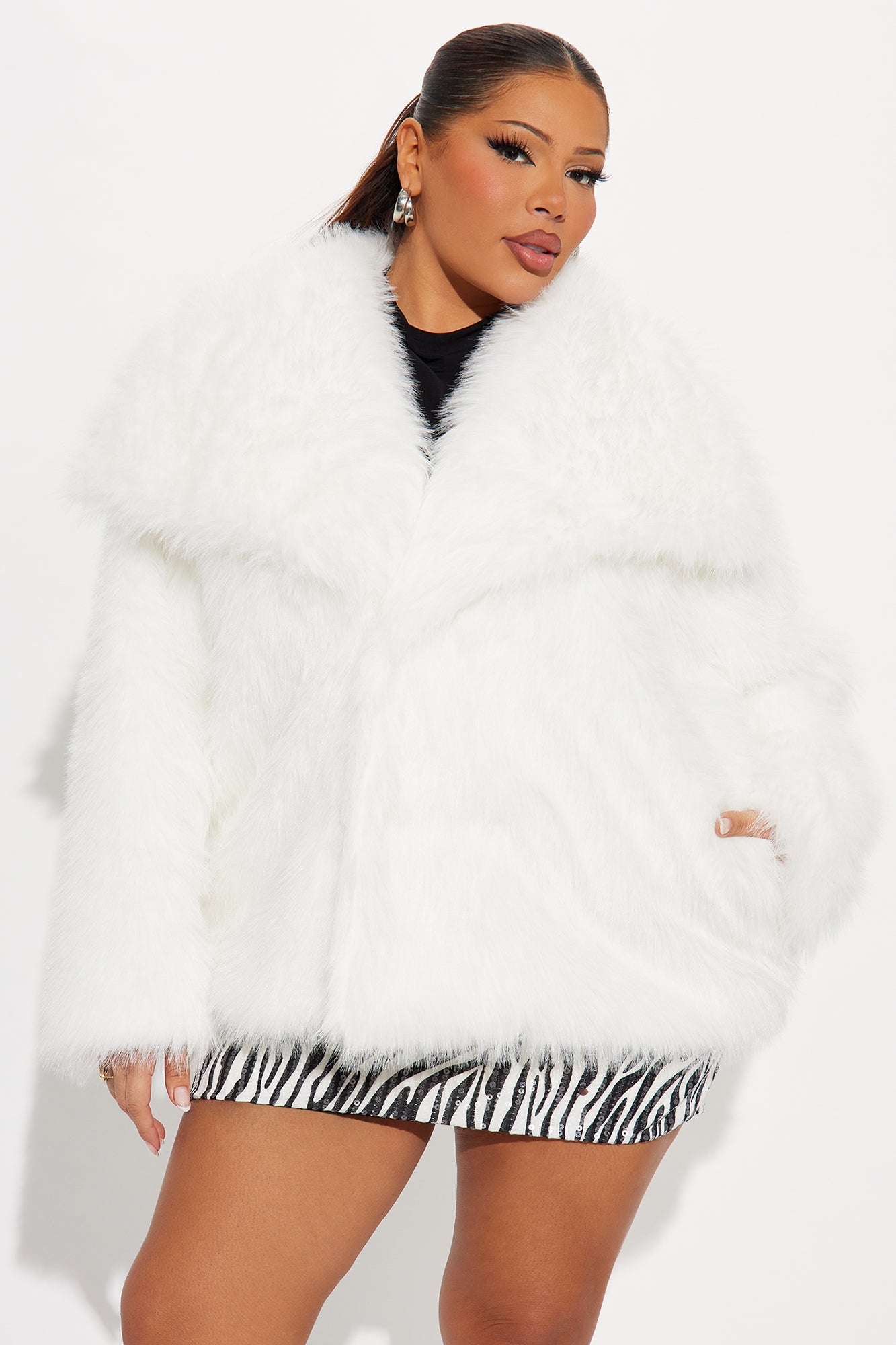 Winter Party Faux Fur Coat - Ivory