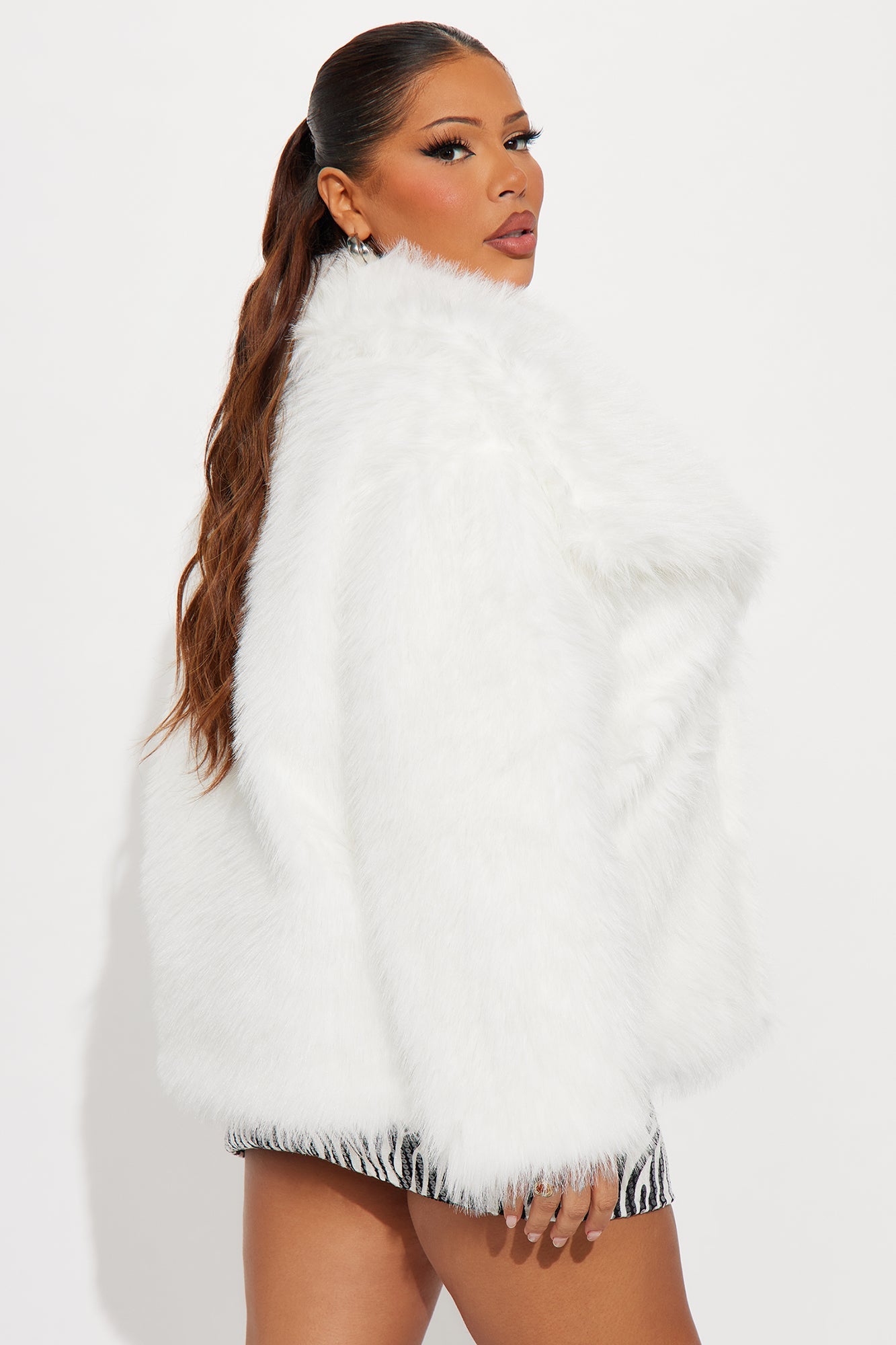 Winter Party Faux Fur Coat - Ivory