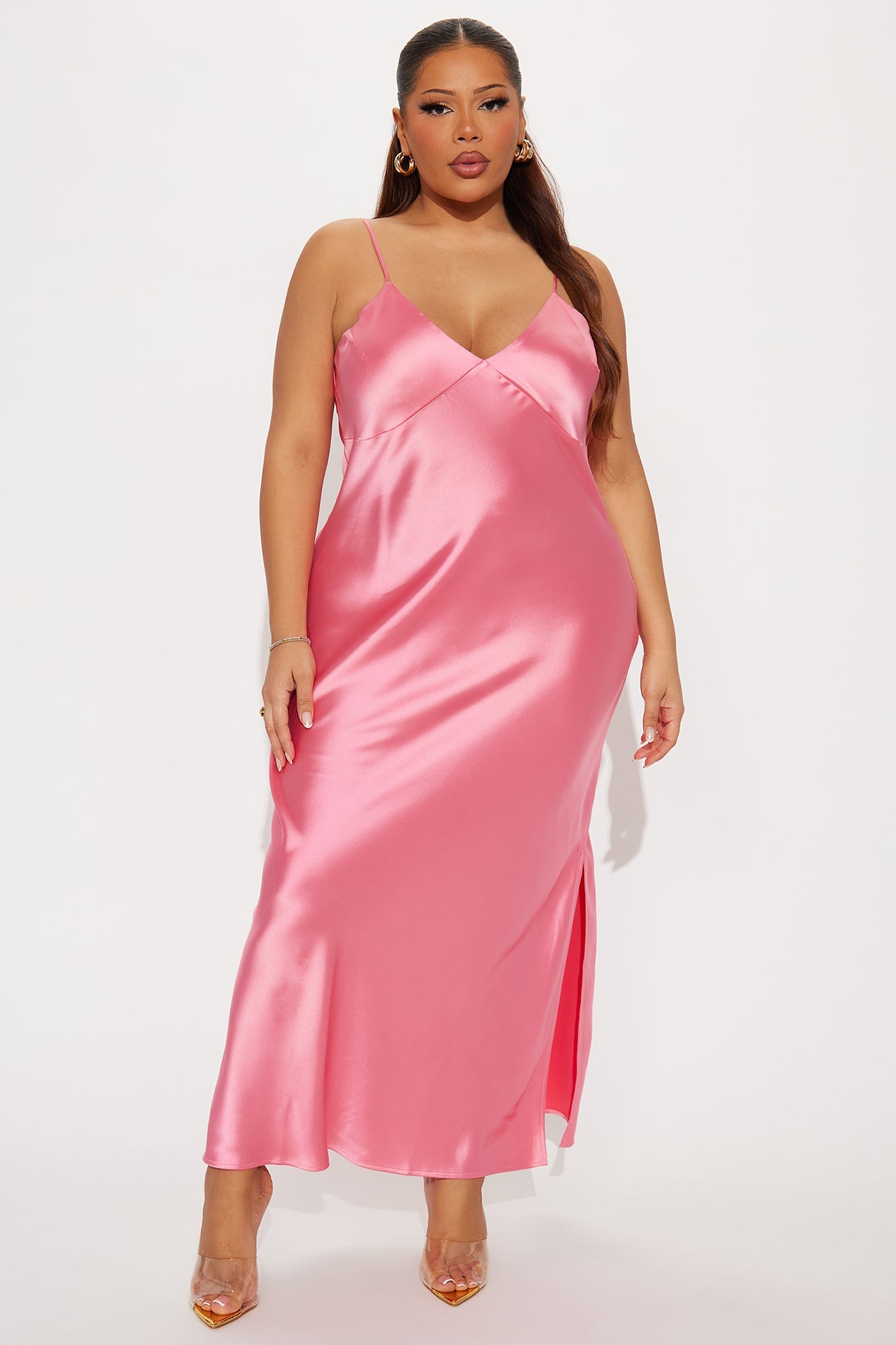 Found You Satin Sweater Maxi Dress Set - Pink