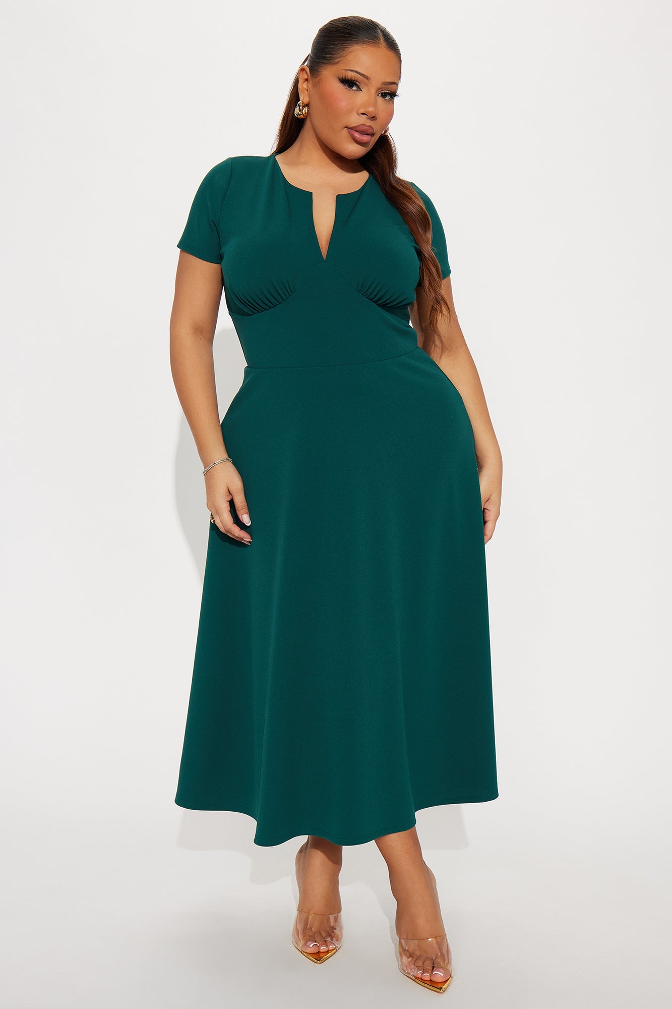 Charolette Short Sleeve Midi Dress - Hunter