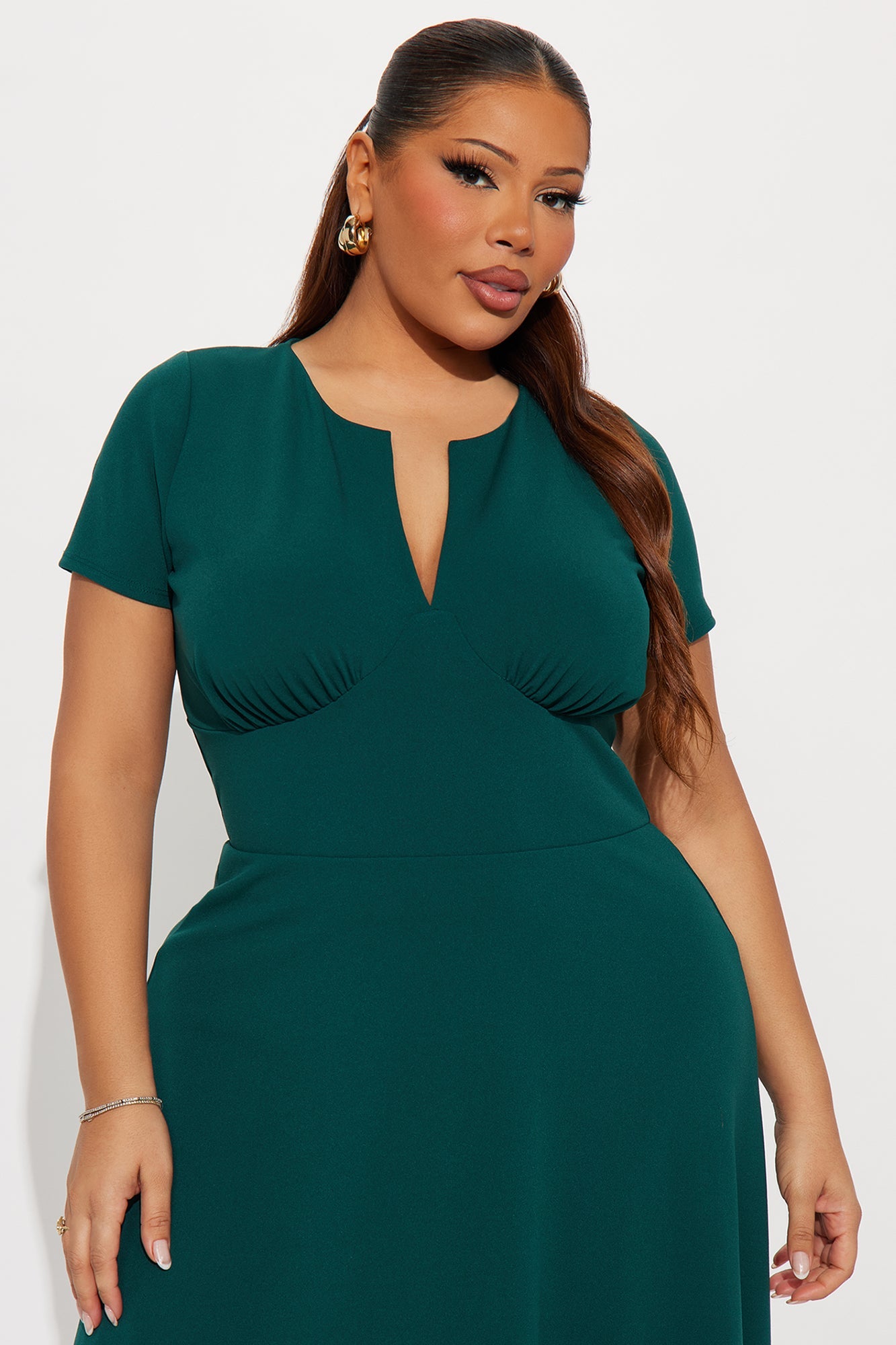 Charolette Short Sleeve Midi Dress - Hunter