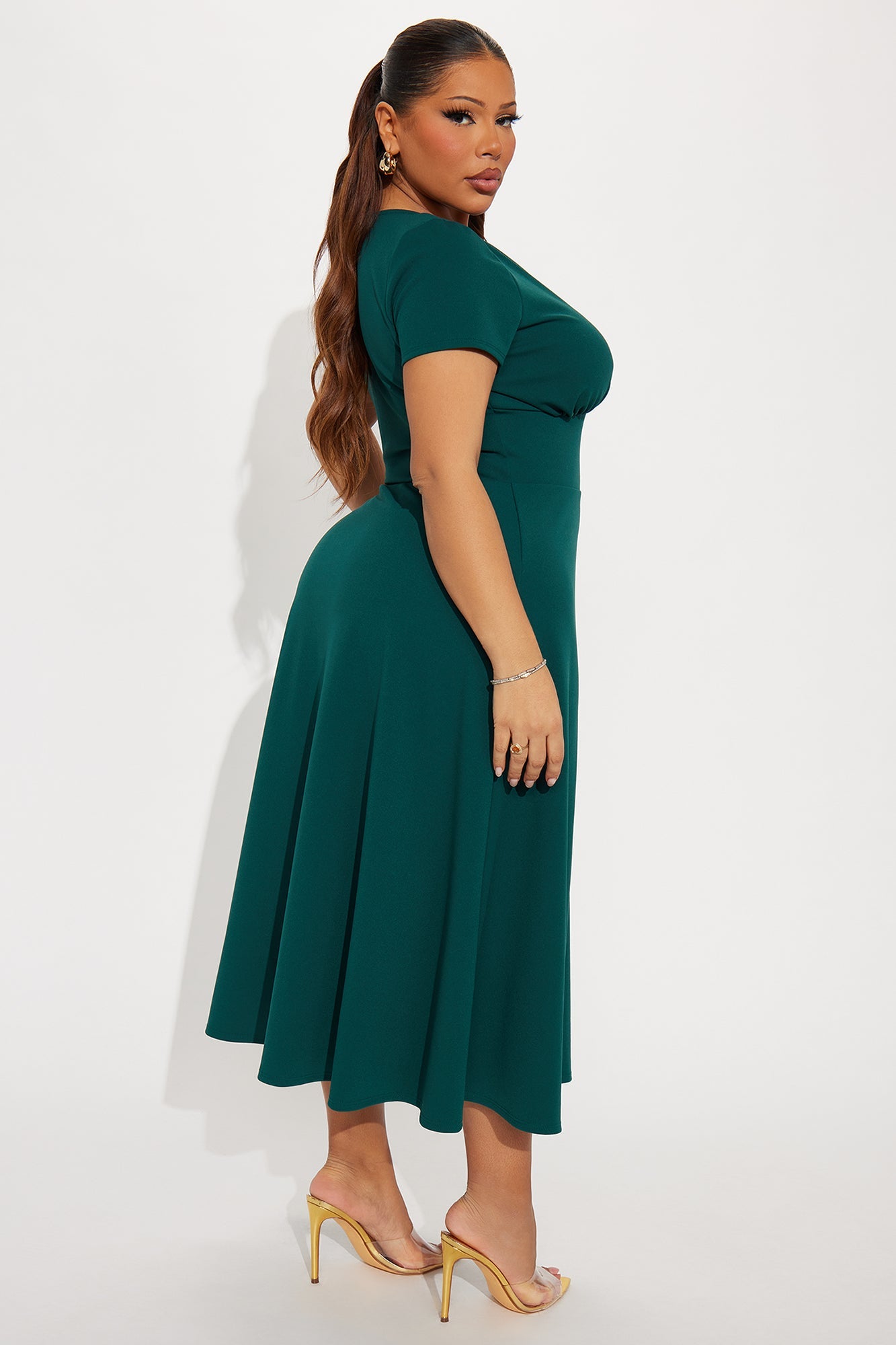 Charolette Short Sleeve Midi Dress - Hunter