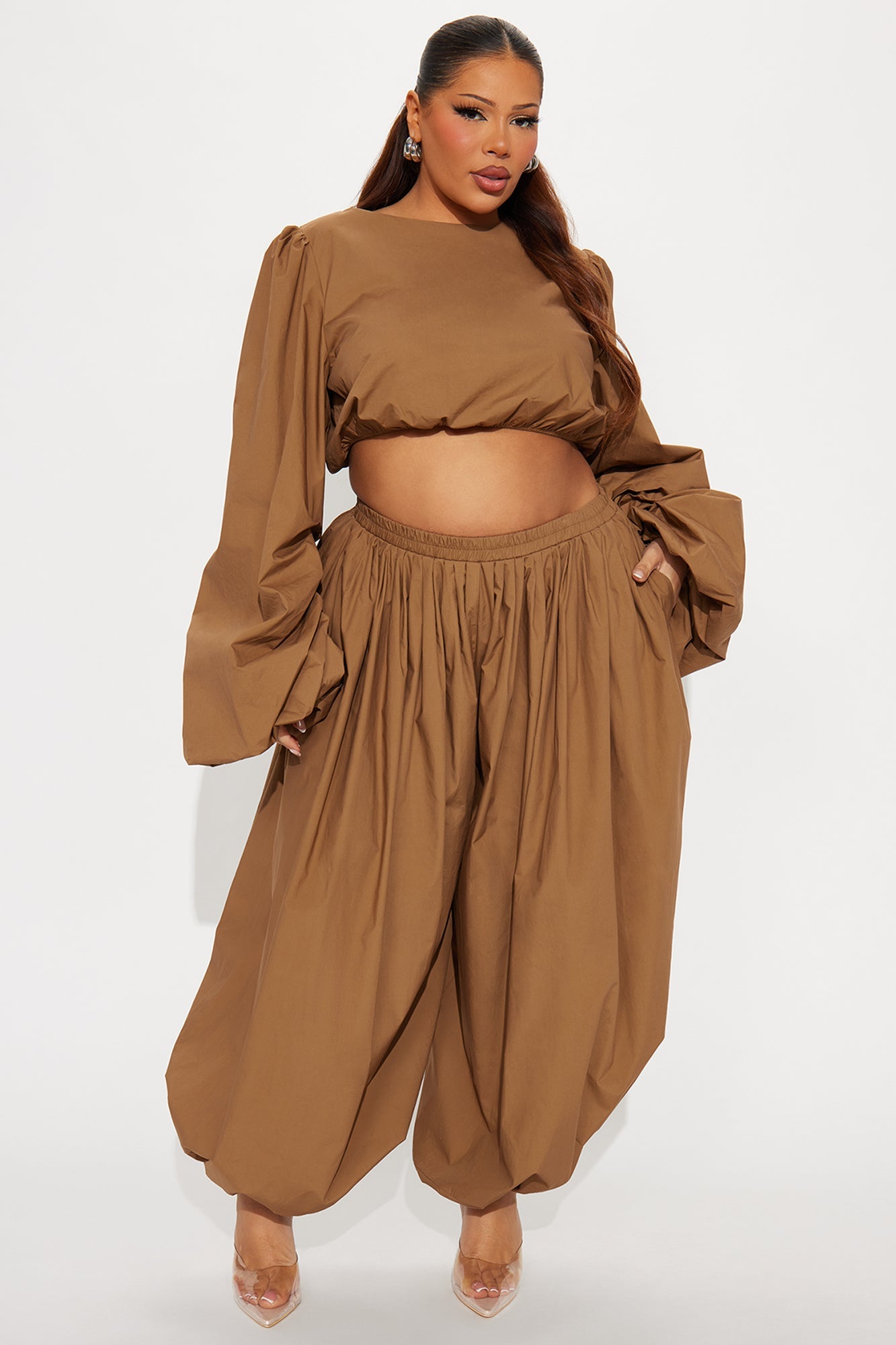 On Cloud Fine Balloon Pant Set - Mocha