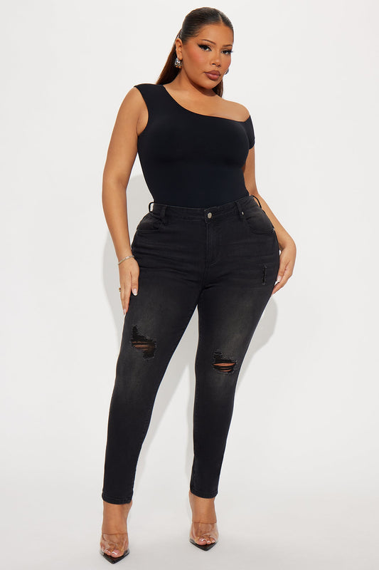 High Drive Ripped Skinny Jeans - Black Wash