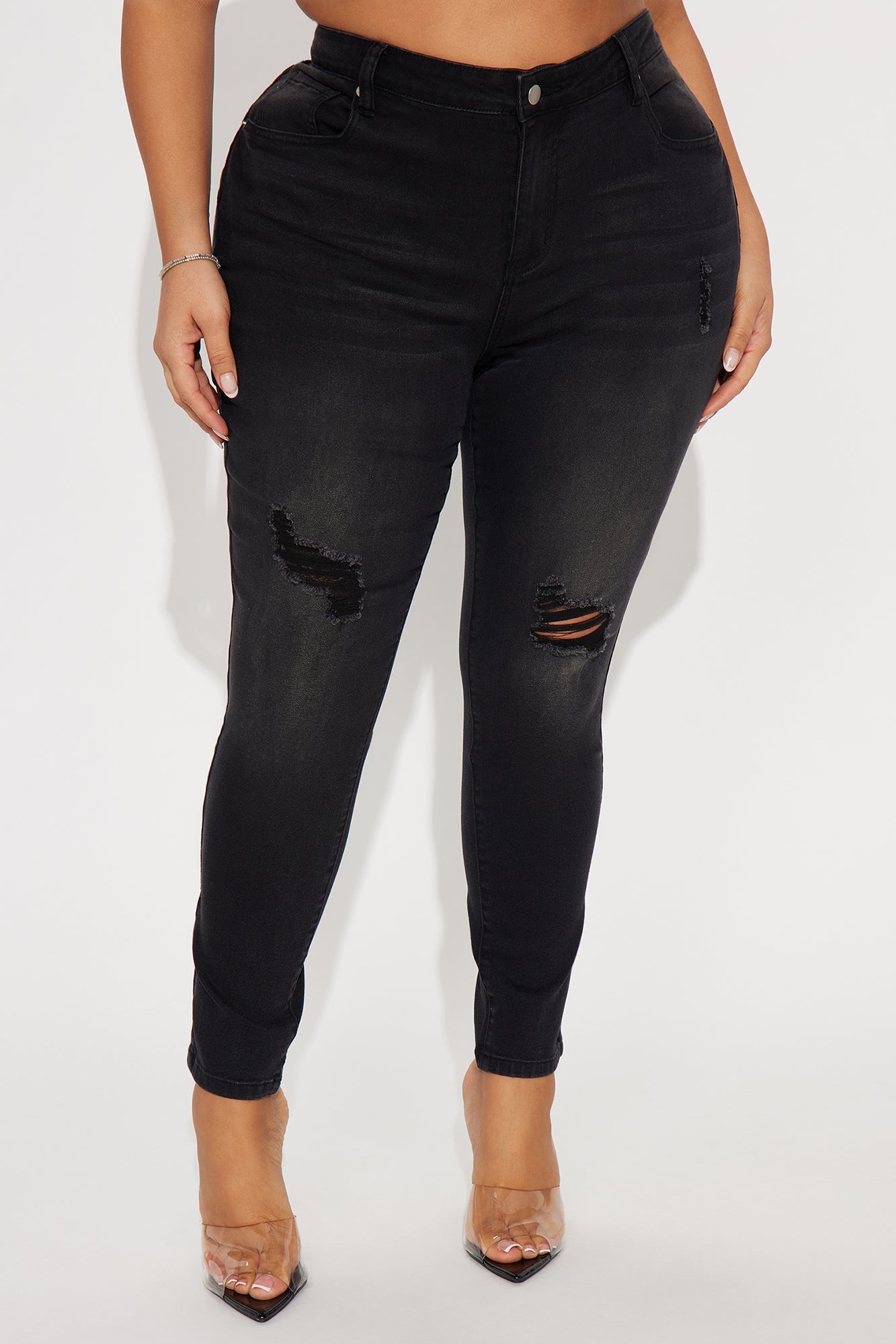 High Drive Ripped Skinny Jeans - Black Wash