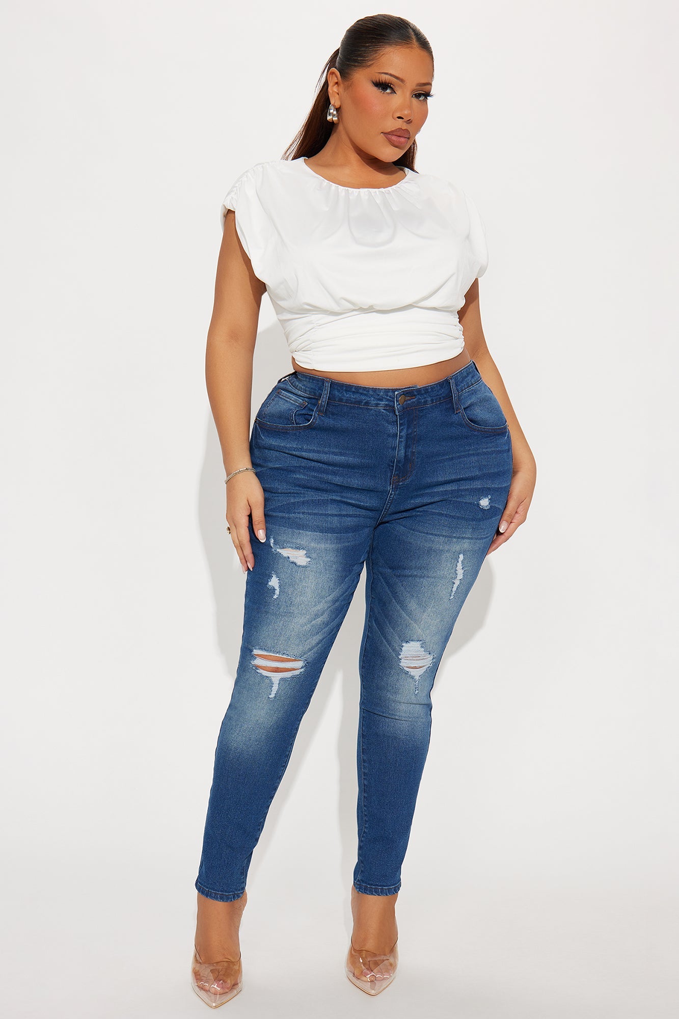 High Drive Ripped Skinny Jeans - Dark Wash