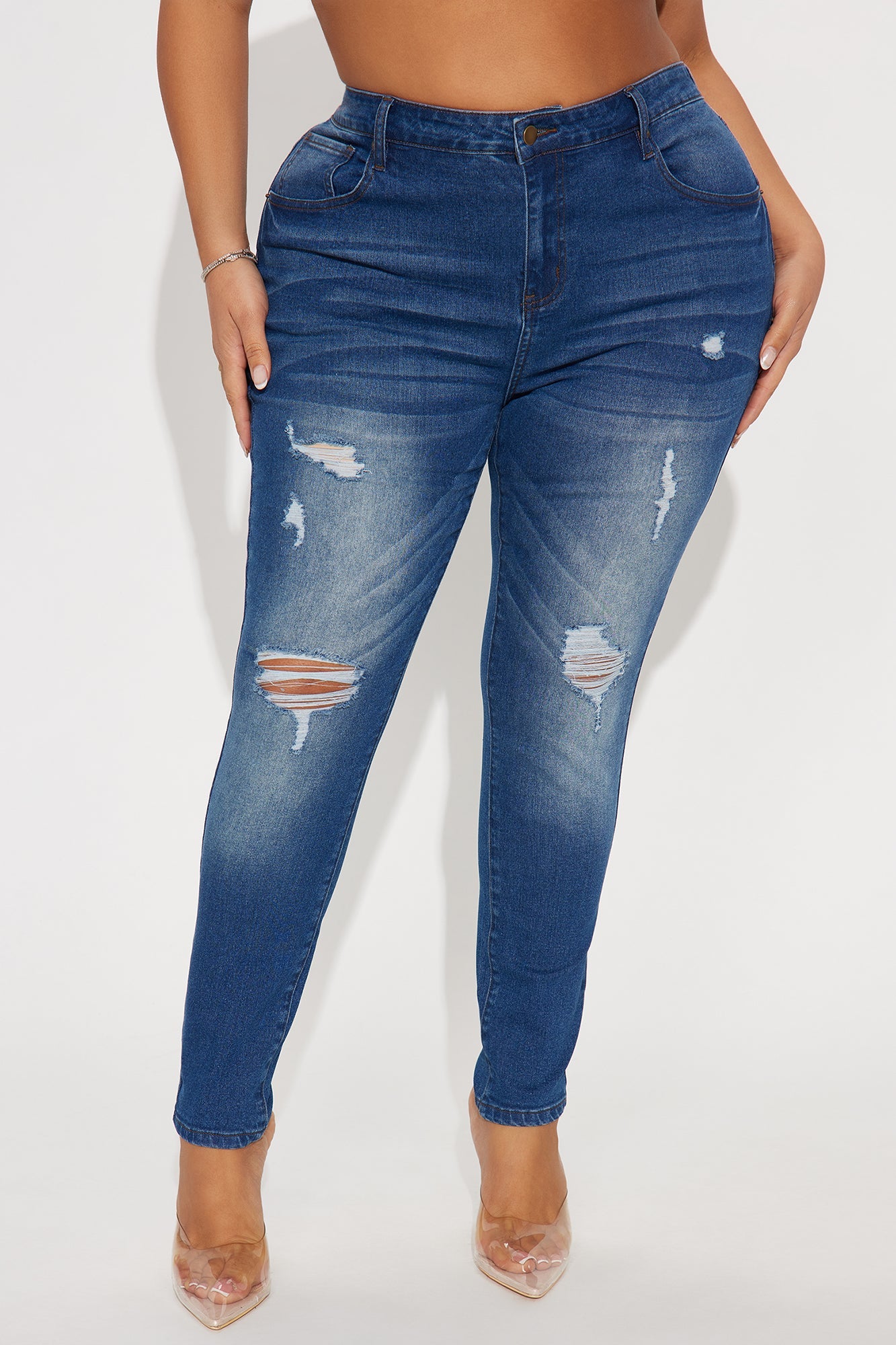 High Drive Ripped Skinny Jeans - Dark Wash