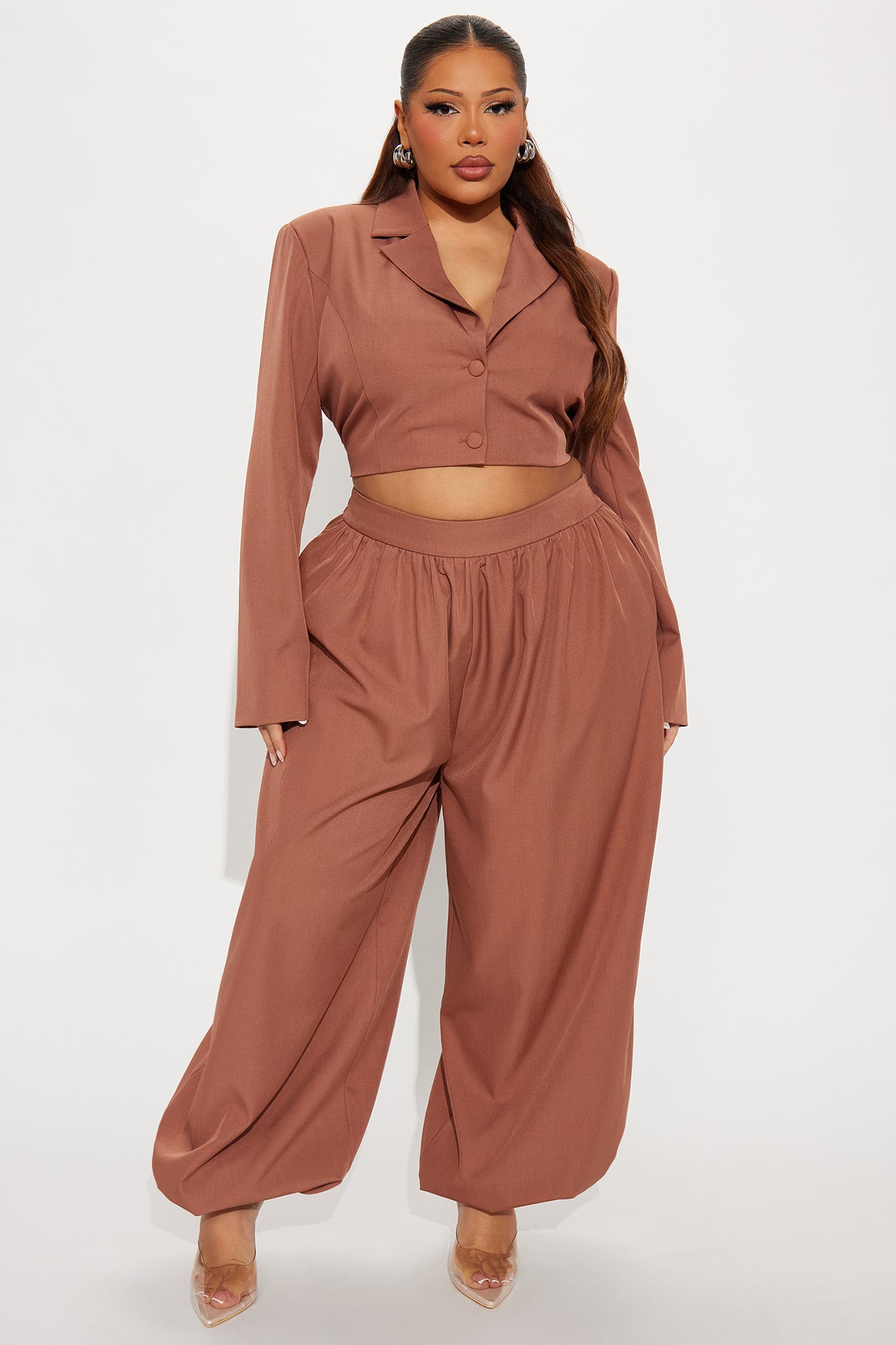 Bianka Blazer Balloon Pant Set - Rust