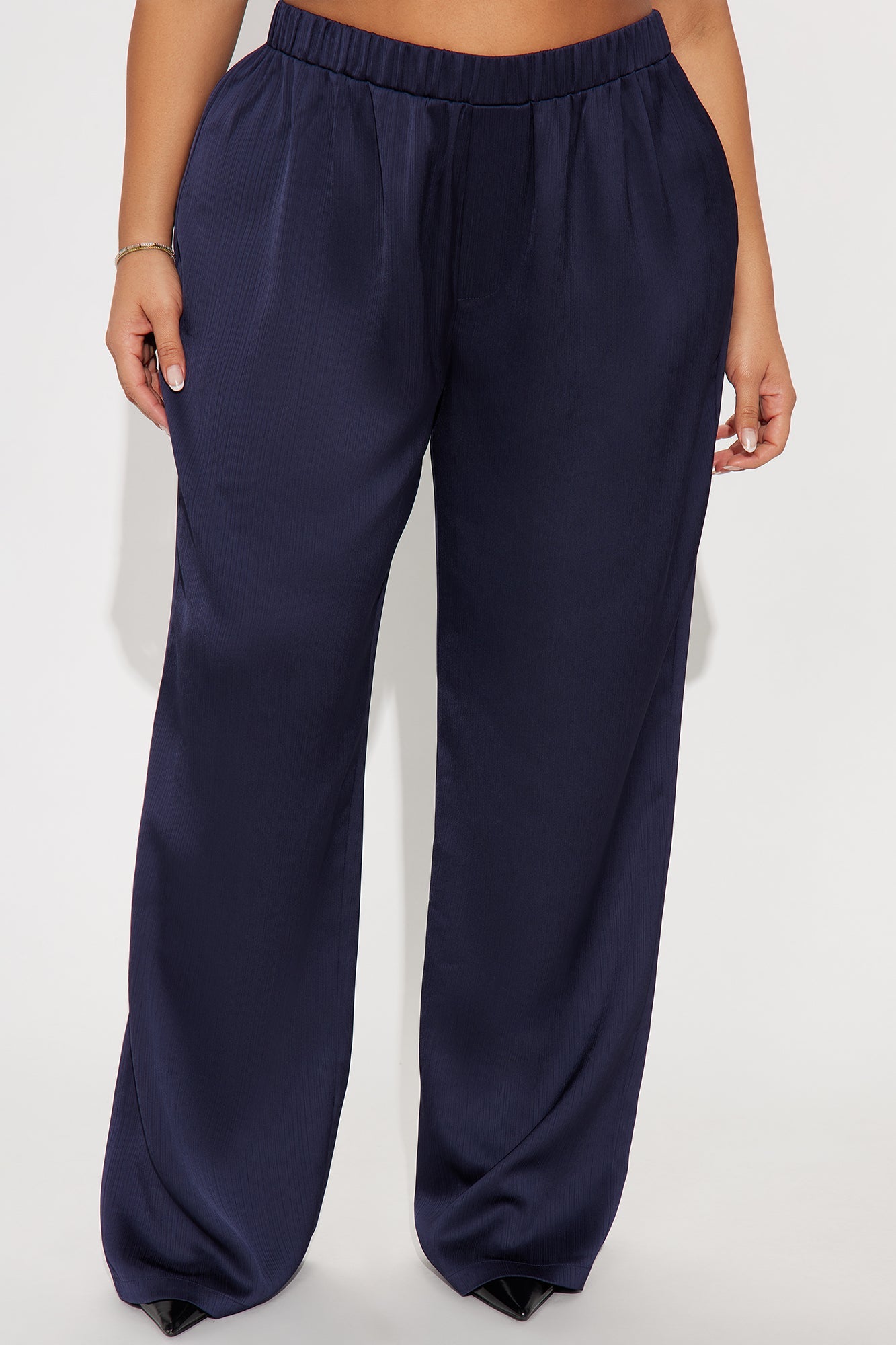 Daphina Satin Pull On Pant - Navy