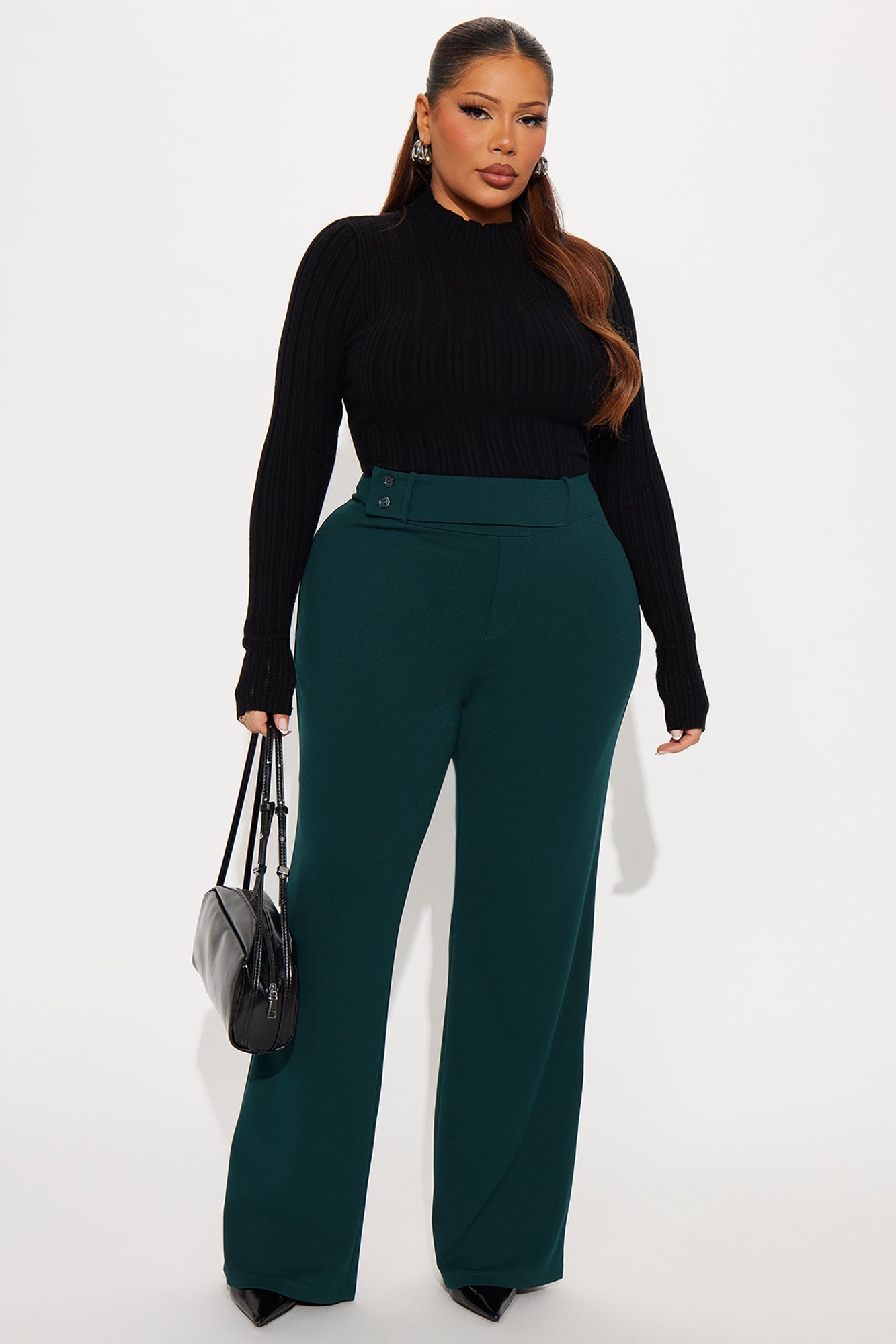Office Tea Straight Leg Trouser Pant - Hunter Green