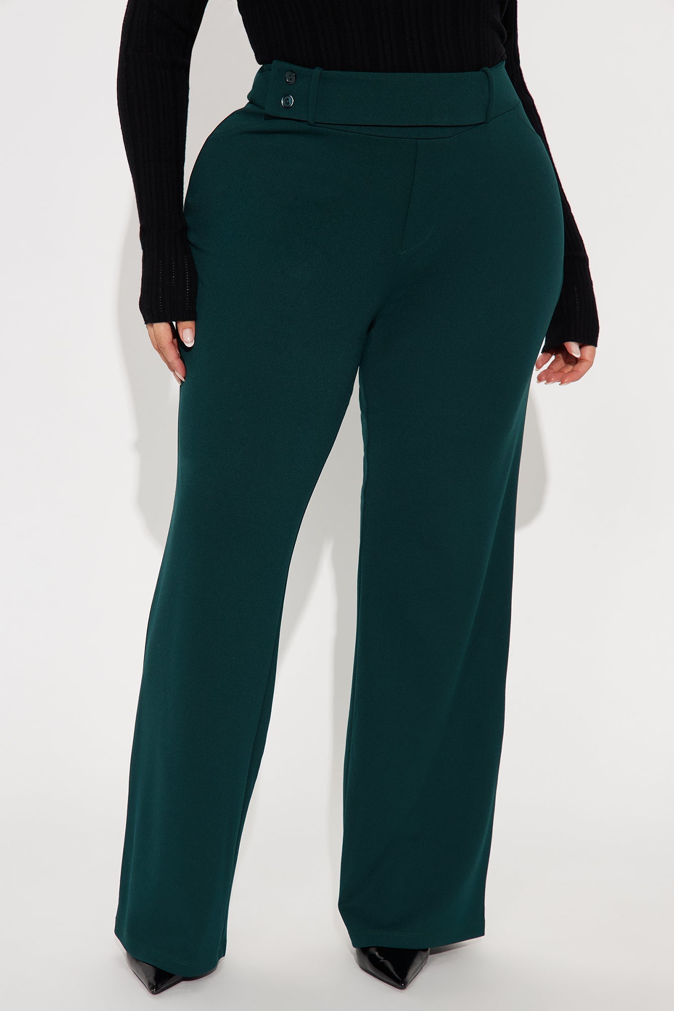 Office Tea Straight Leg Trouser Pant - Hunter Green