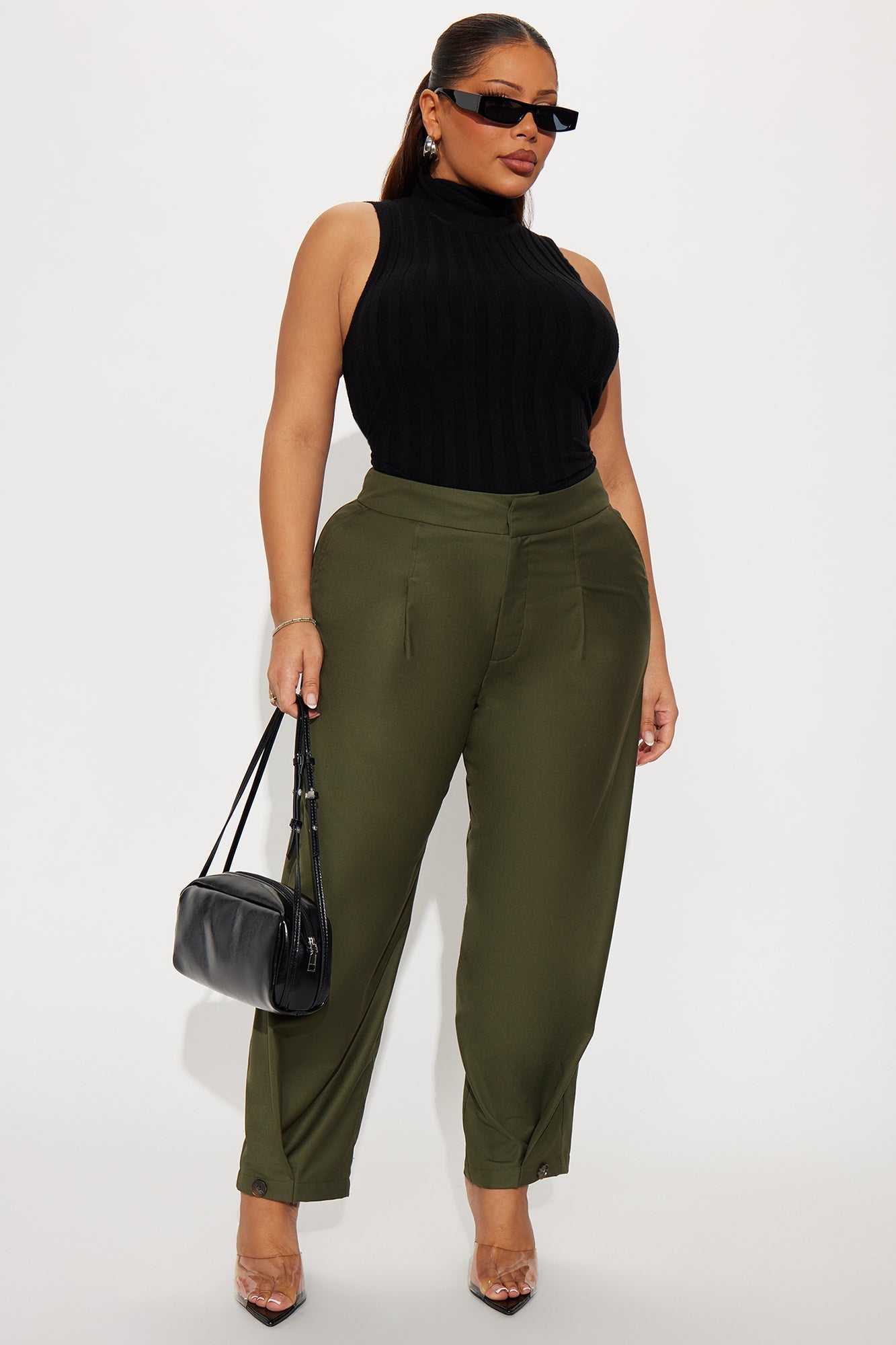 Business Only Balloon Leg Trousers - Olive