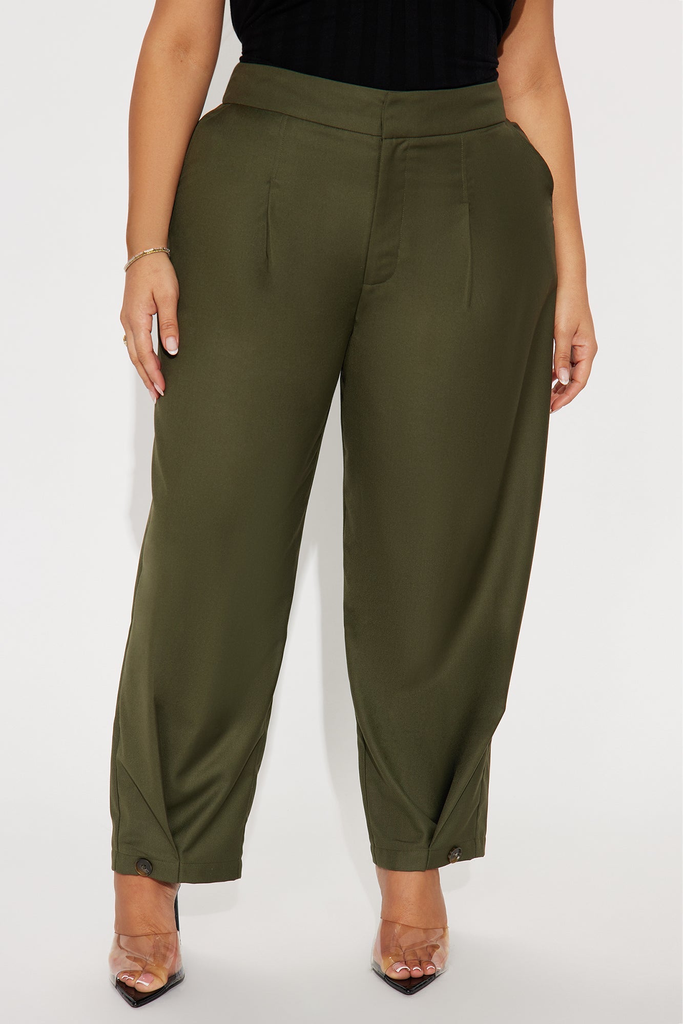 Business Only Balloon Leg Trousers - Olive