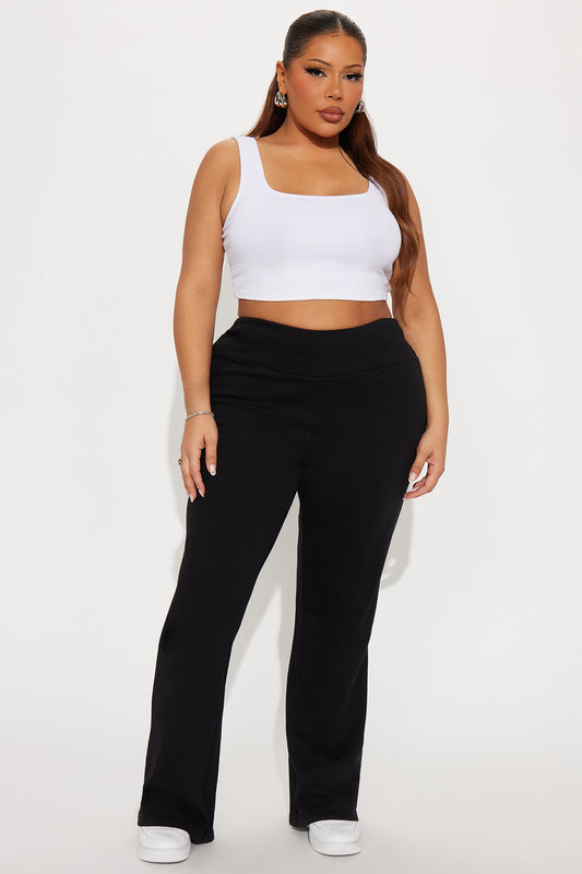 Tina Wide Waist Pull On Lounge Flare Pant - Black