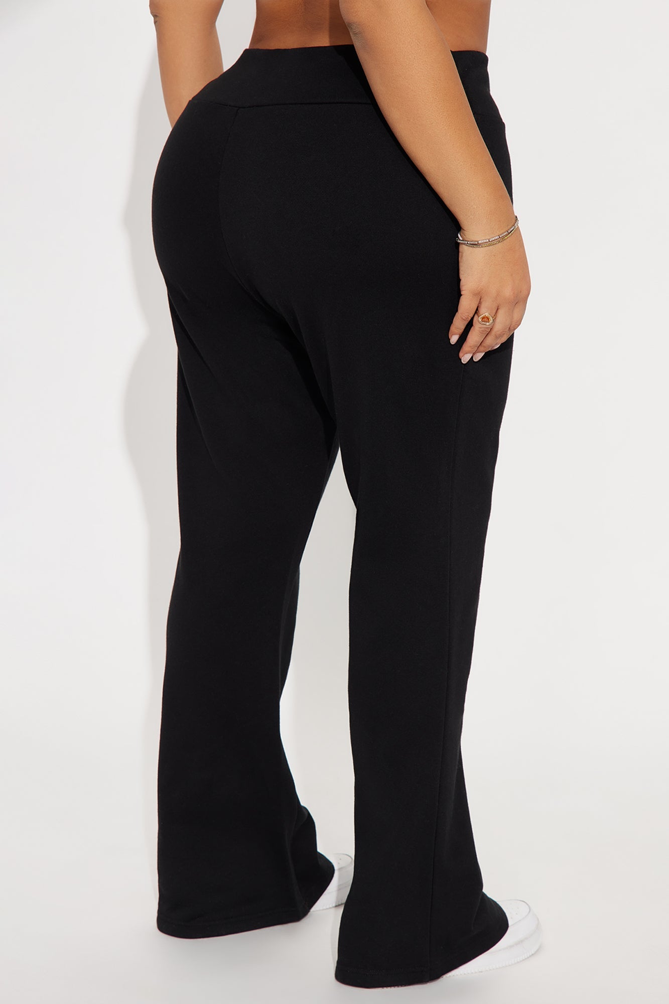 Tina Wide Waist Pull On Lounge Flare Pant - Black