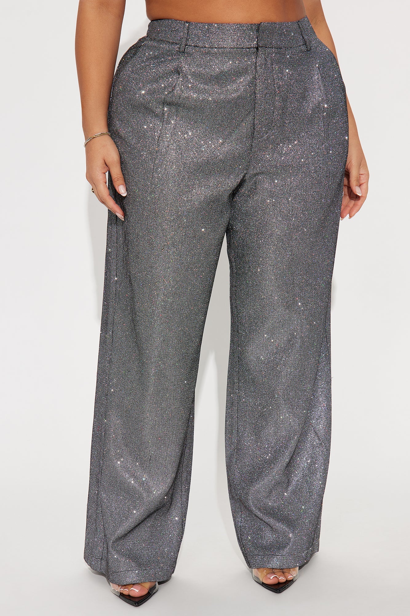 Starstruck Metallic Wide Leg Trouser 32″ - Silver