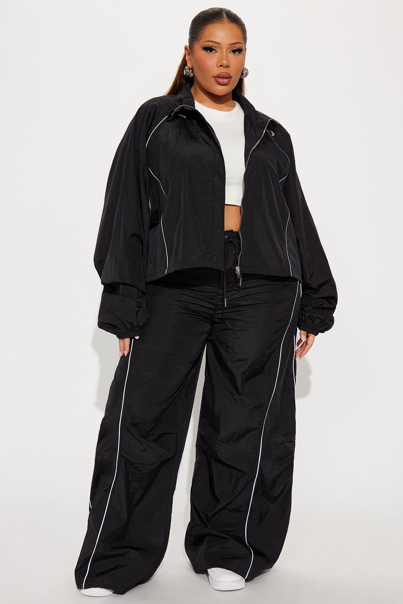 Just My Vibe Windbreaker Reflective Jacket - Black