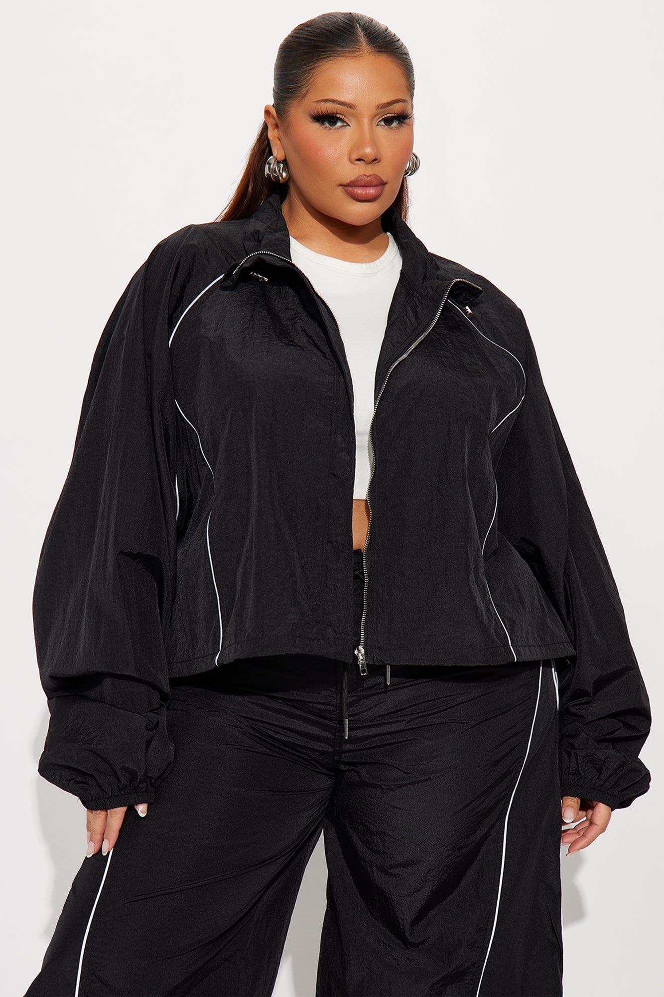Just My Vibe Windbreaker Reflective Jacket - Black