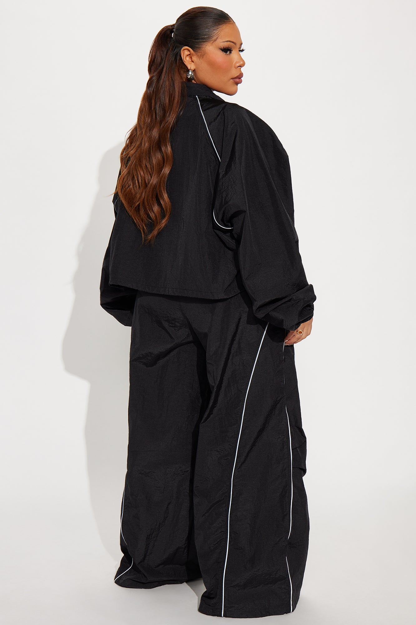 Just My Vibe Windbreaker Reflective Jacket - Black