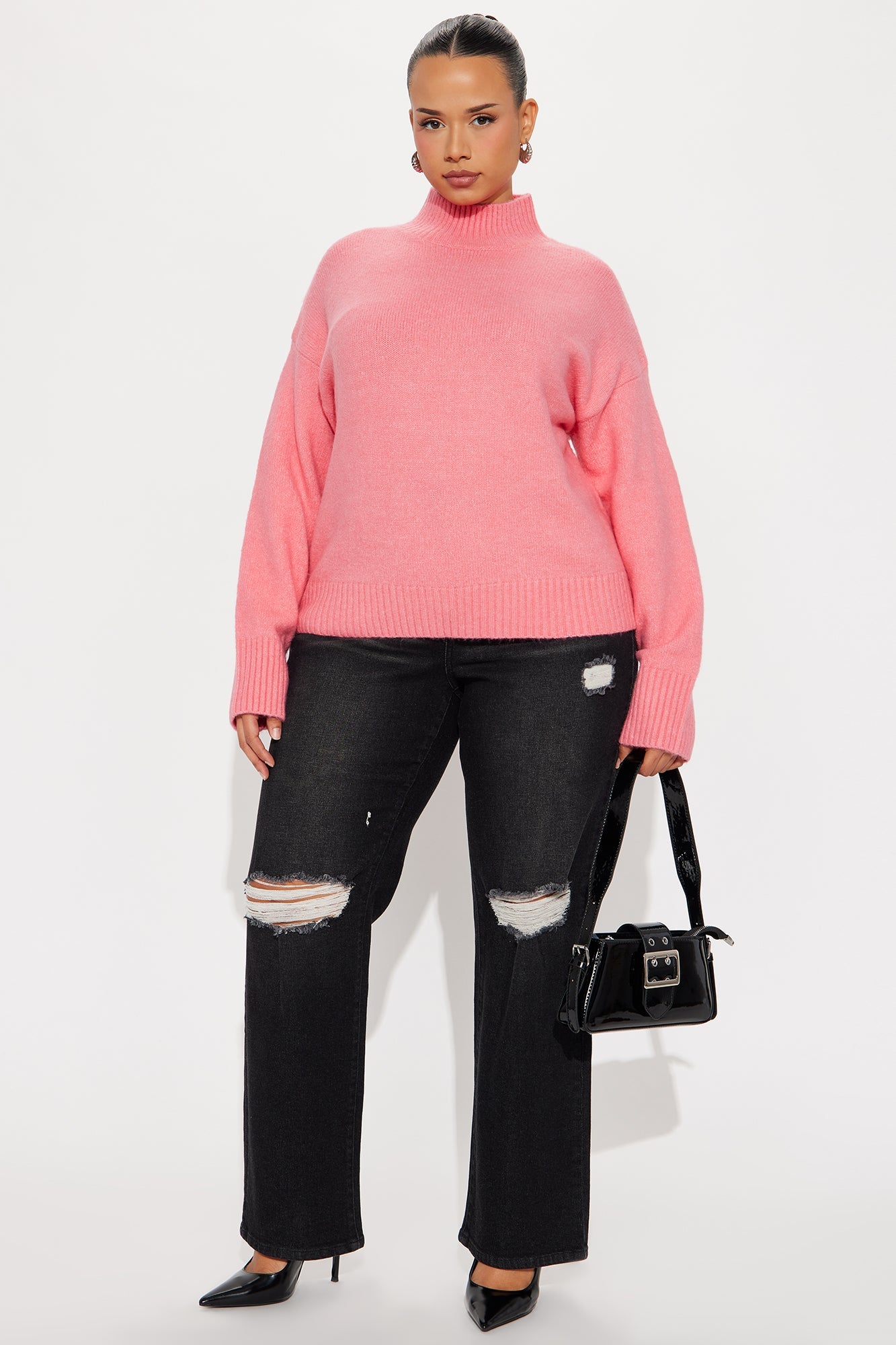 Jesse Mock Neck Sweater - Pink