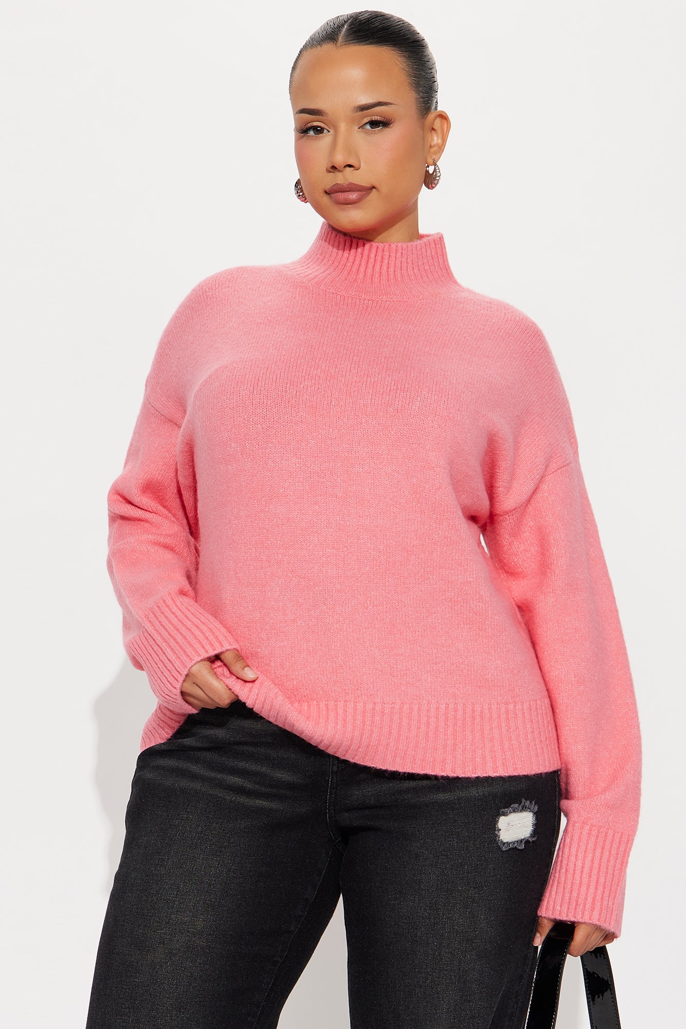 Jesse Mock Neck Sweater - Pink