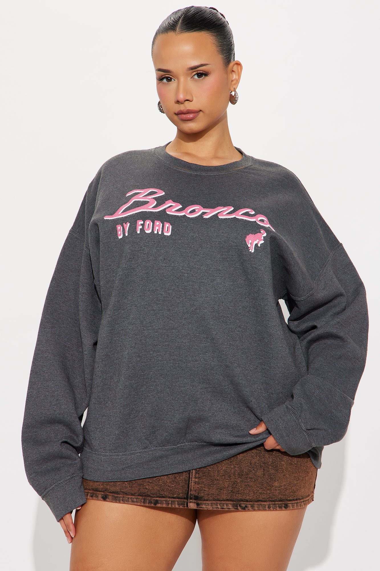 Ford Bronco Pull Over Crew Neck Sweatshirt - Black
