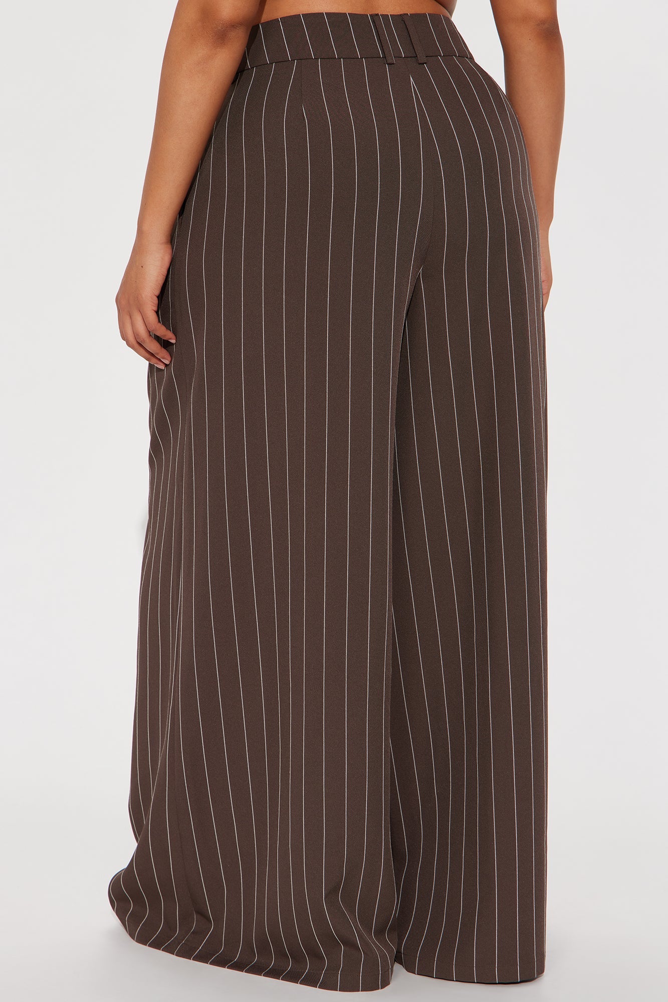 Felicity Pinstripe Wide Leg Trouser Pant 33″ - Chocolate/Combo