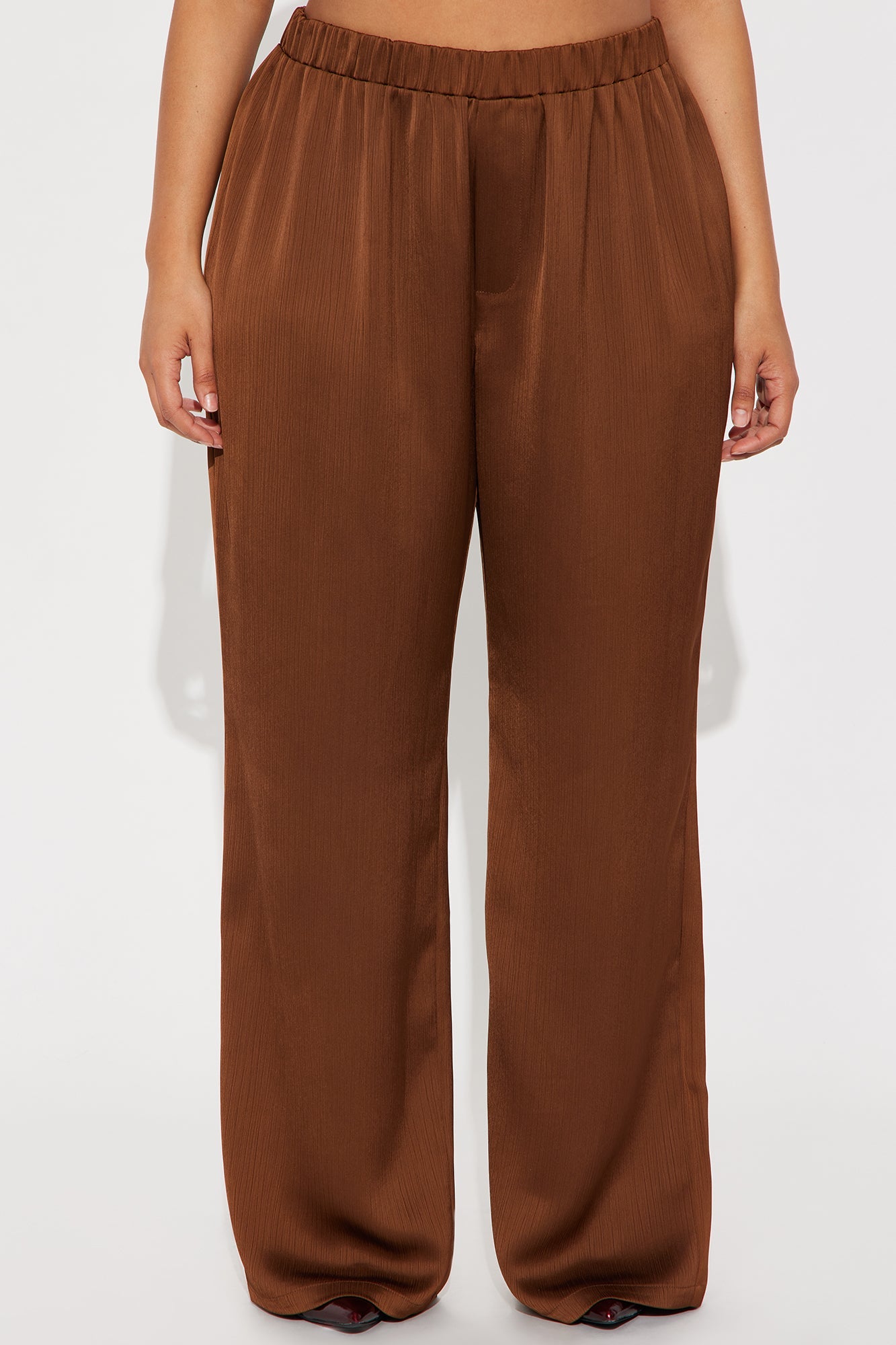 Daphina Satin Pull On Pant - Chocolate