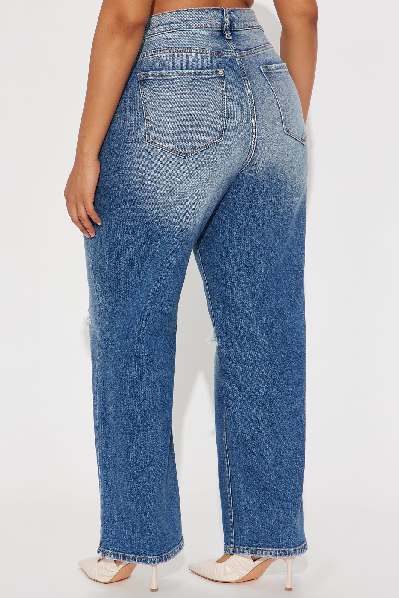 Serena Ripped Straight Leg Jeans - Medium Wash