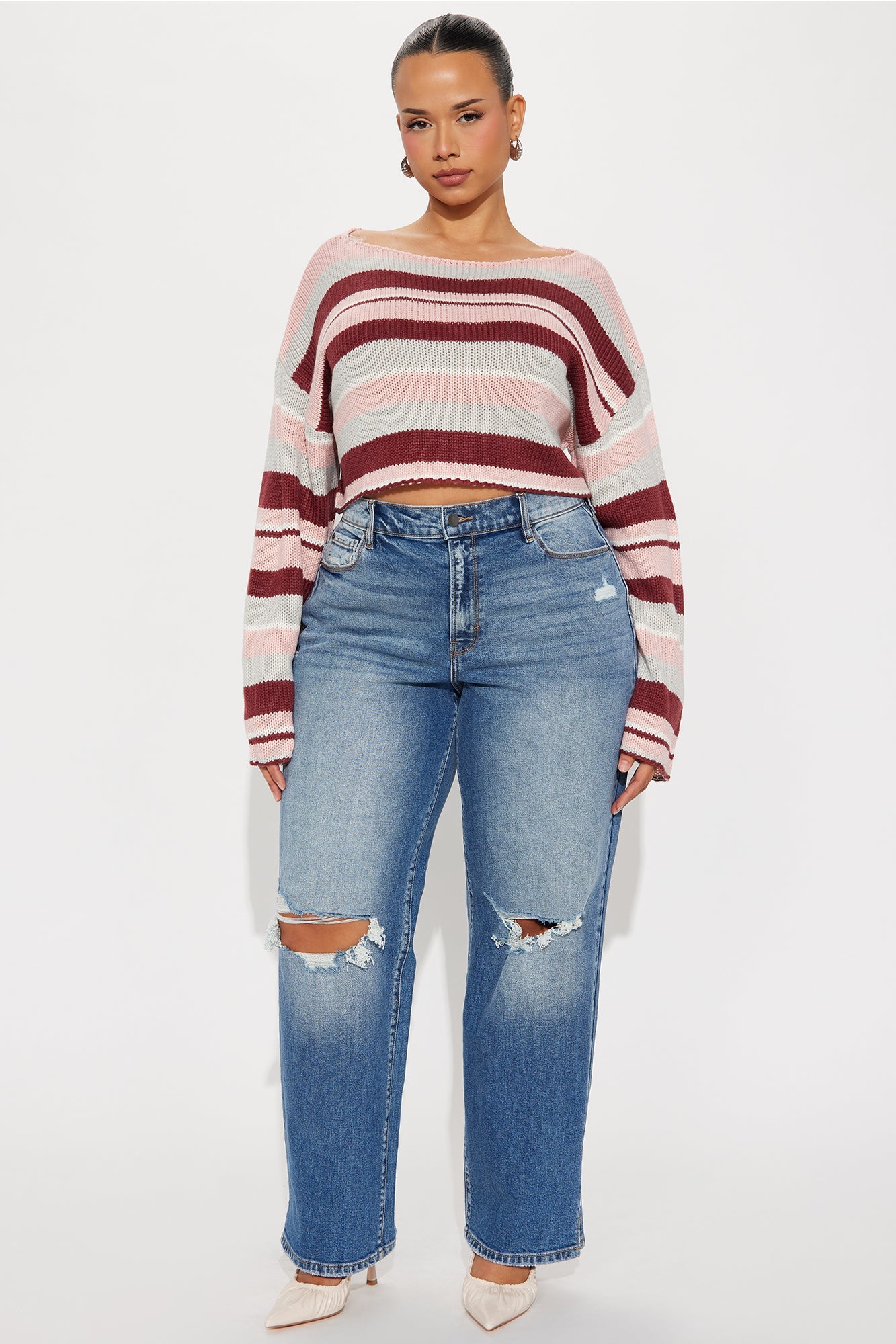 Serena Ripped Straight Leg Jeans - Medium Wash