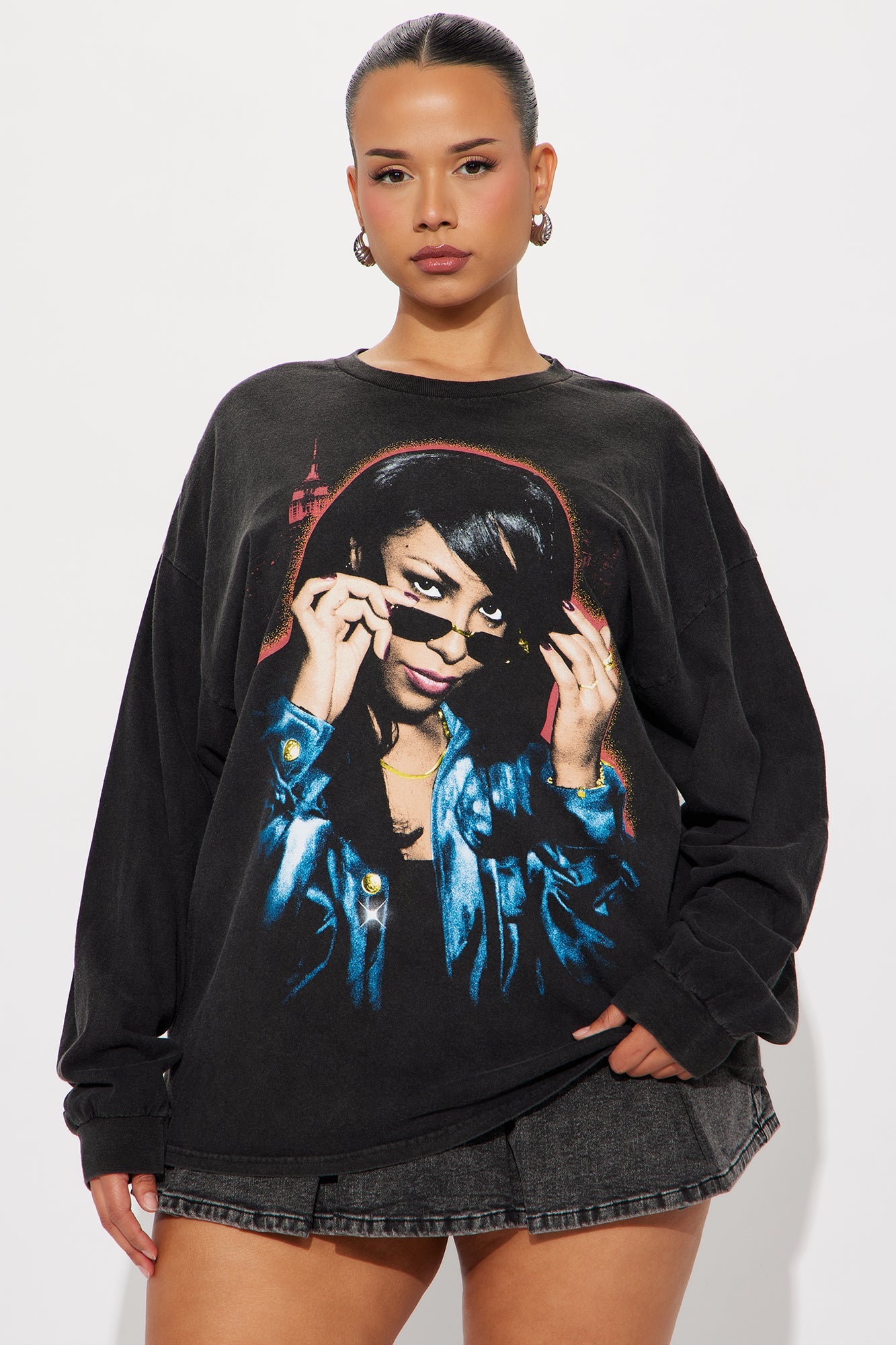 Aaliyah One In A Million Oversize Wash Tee - Black Wash