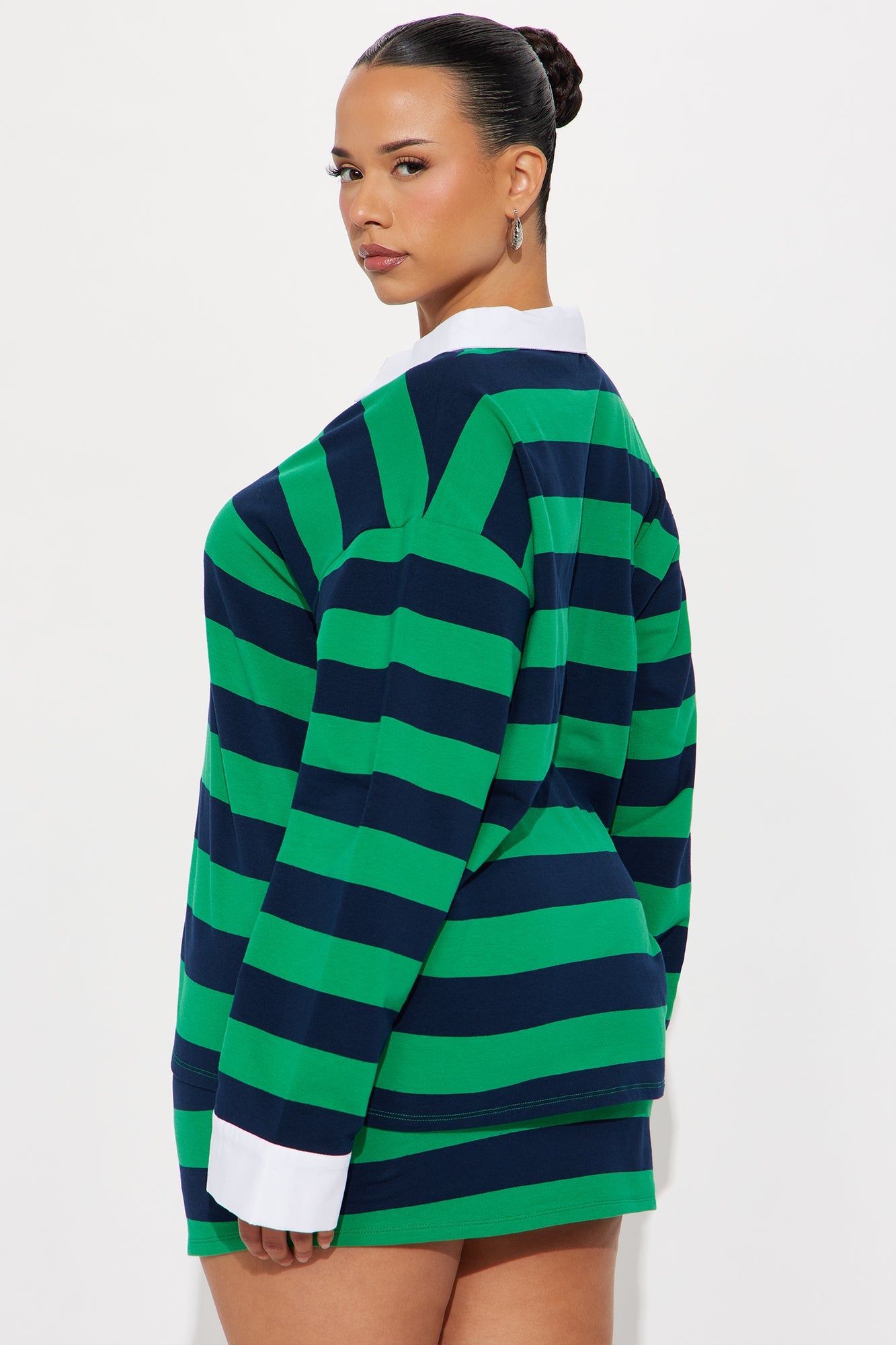 Lindsay Striped Oversized Polo Skirt Set - Hunter