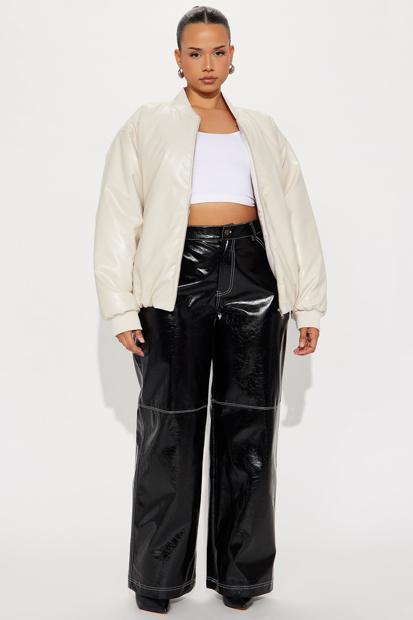 Gwen Faux Leather Puffer - Stone