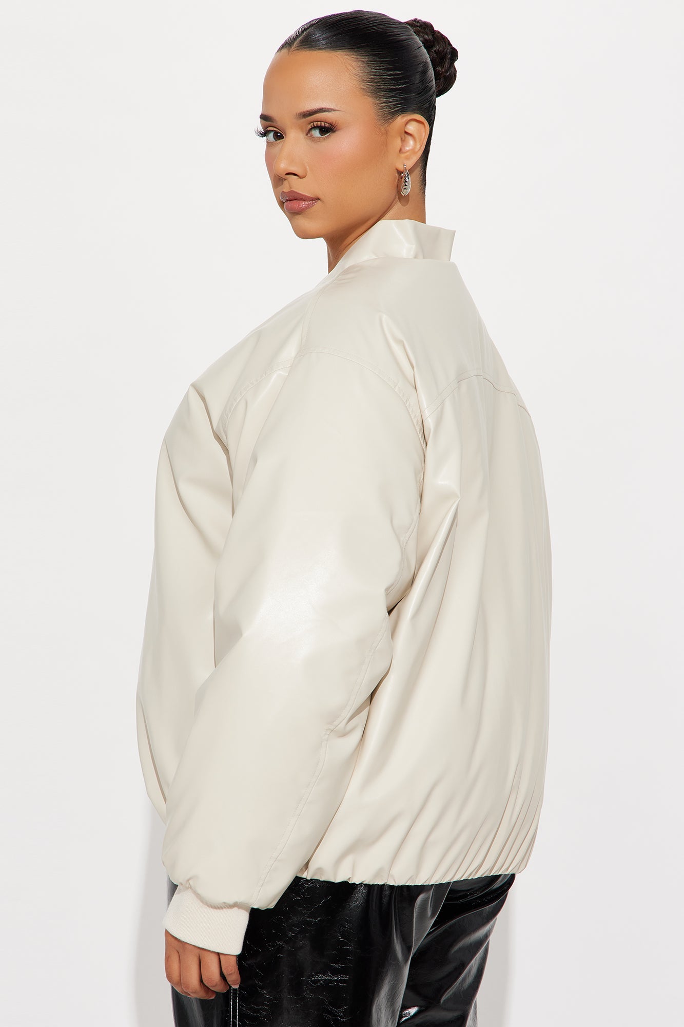 Gwen Faux Leather Puffer - Stone