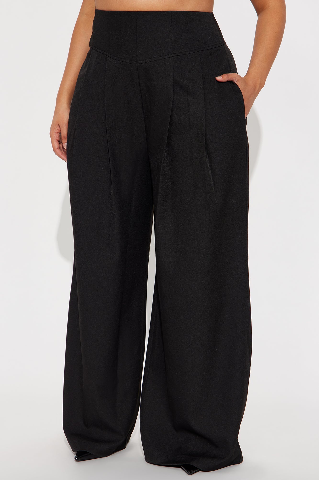 Lauriel Wide Leg High Waisted Trousers 32″ - Black