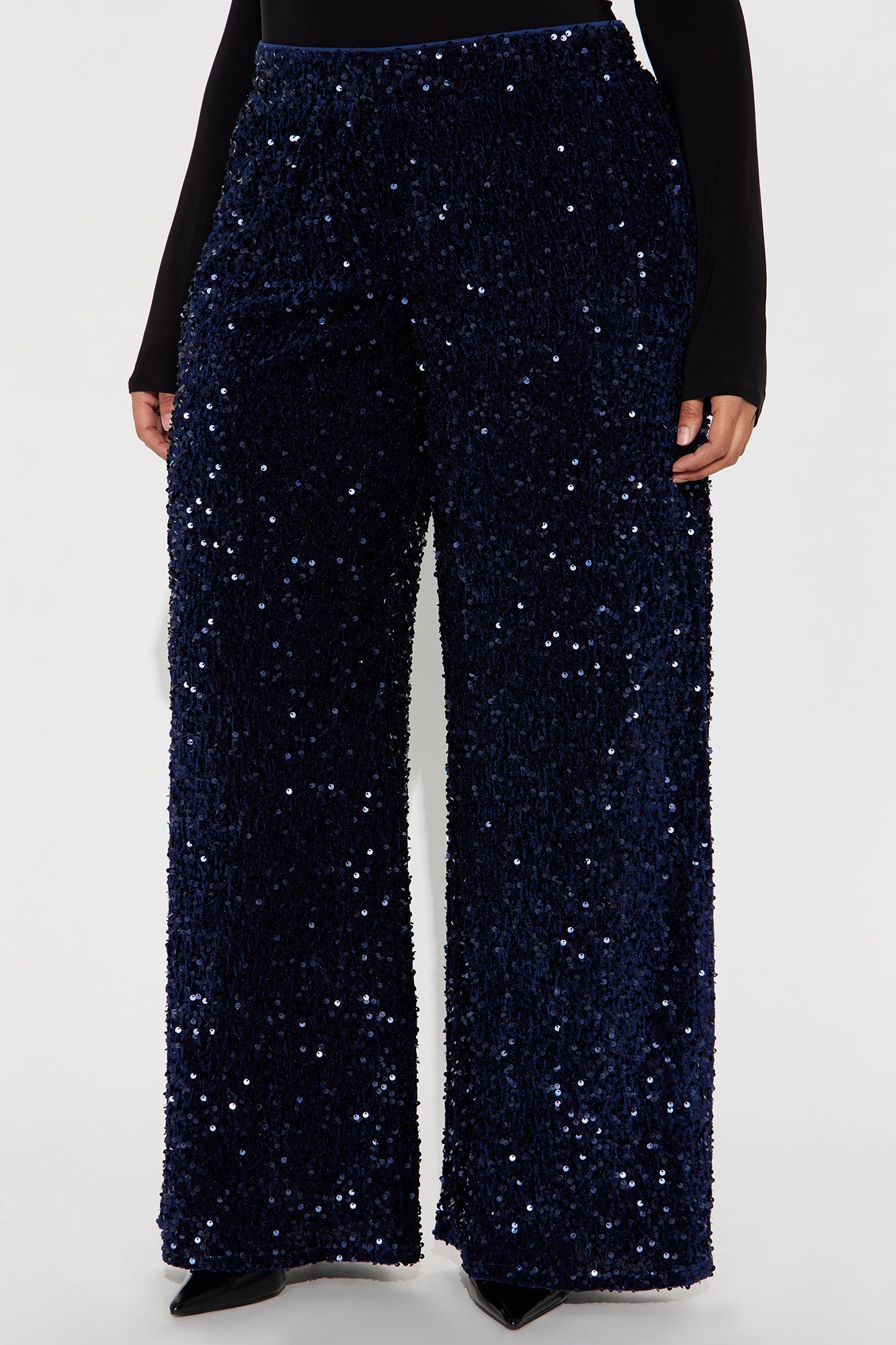 Aria Sequin Wide Leg Pant 32″ - Midnight Blue