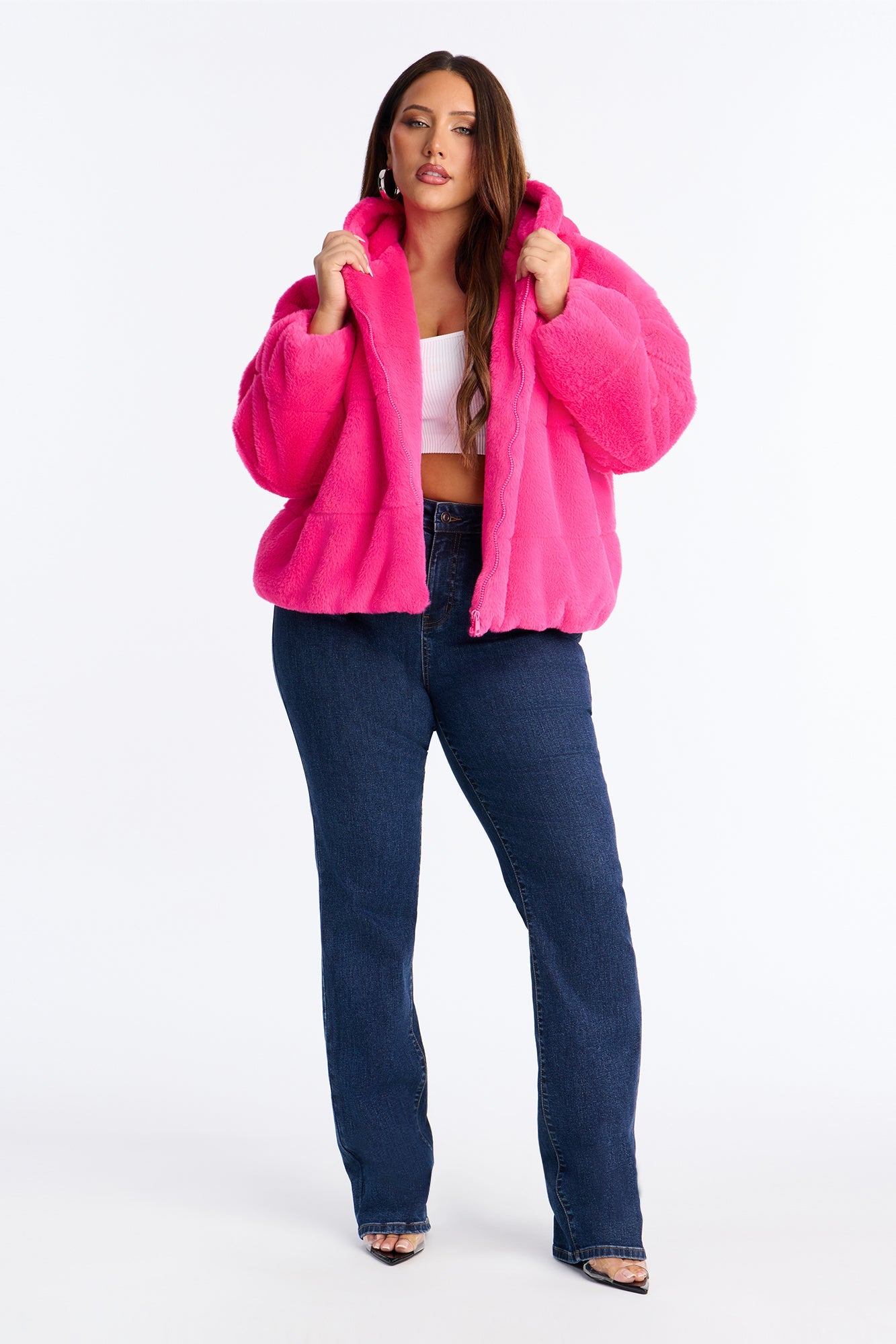 Leah Faux Fur Jacket - Magenta