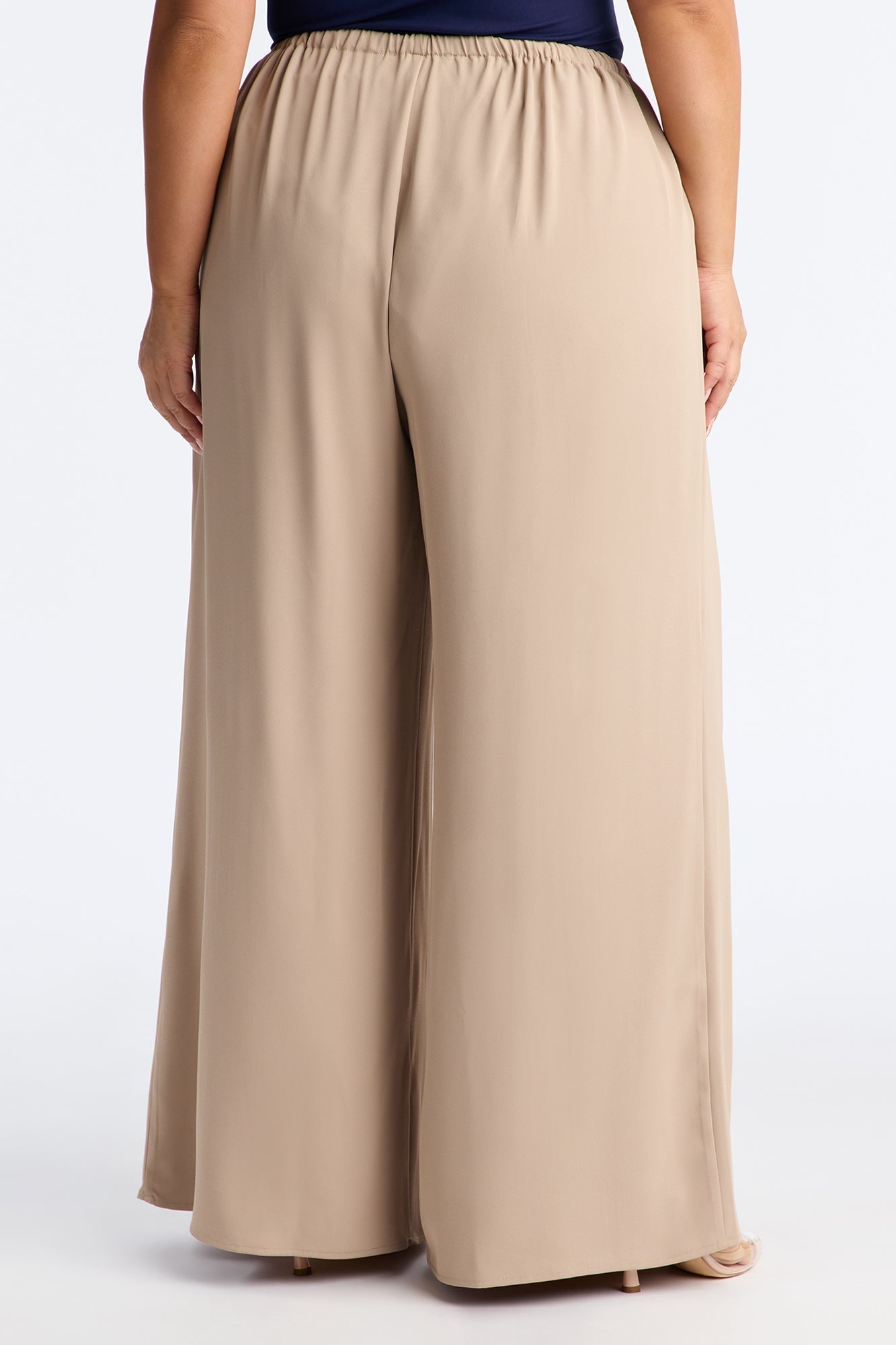 Cara Mid Rise Wide Leg Pant 32″ - Taupe