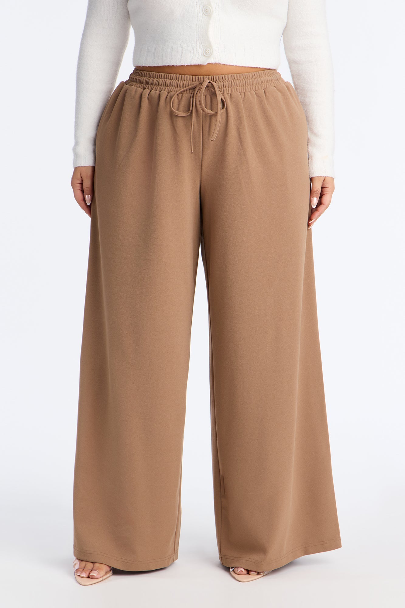 Undecided Path Crepe Woven Wide Leg Pant 33 - Mocha