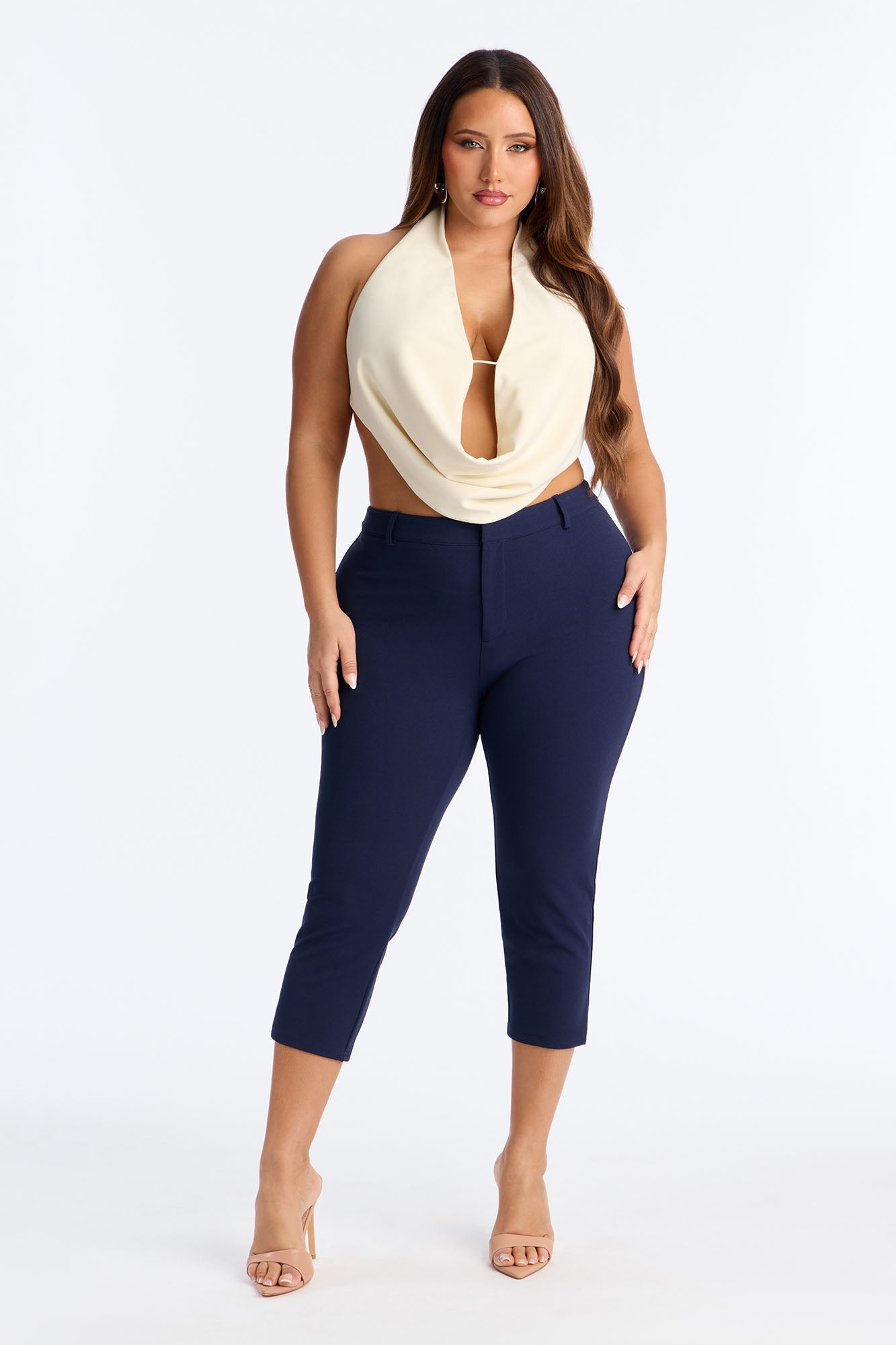 Under One Condition Crepe Capri Pant - Navy
