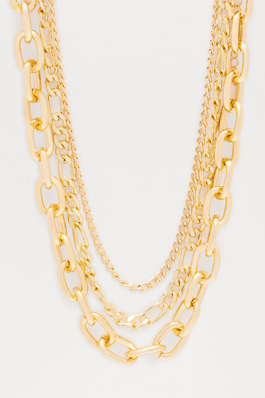 Linked Up Layered Necklace - Gold