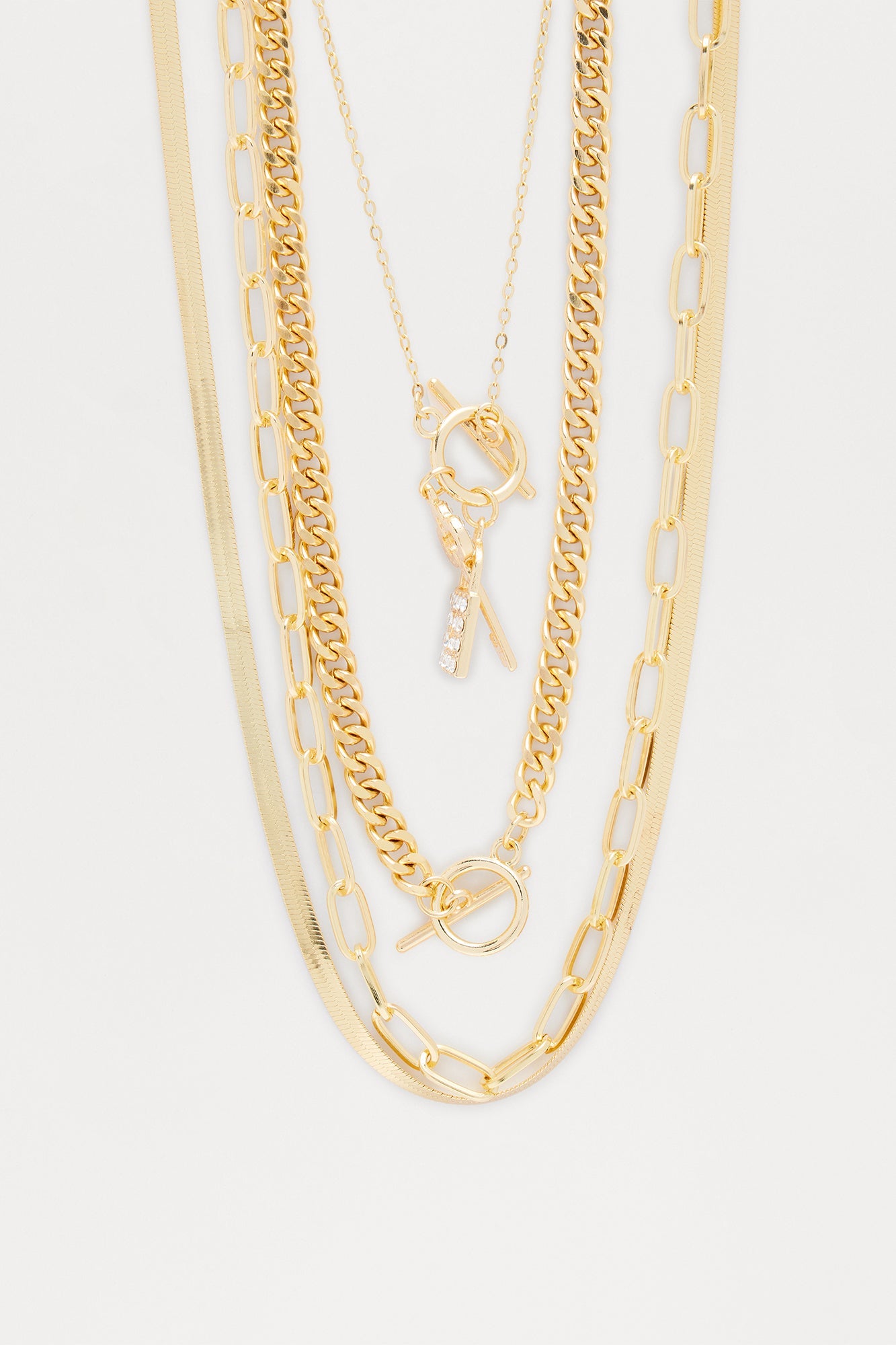 Locked And Loved Layered Necklace - Gold